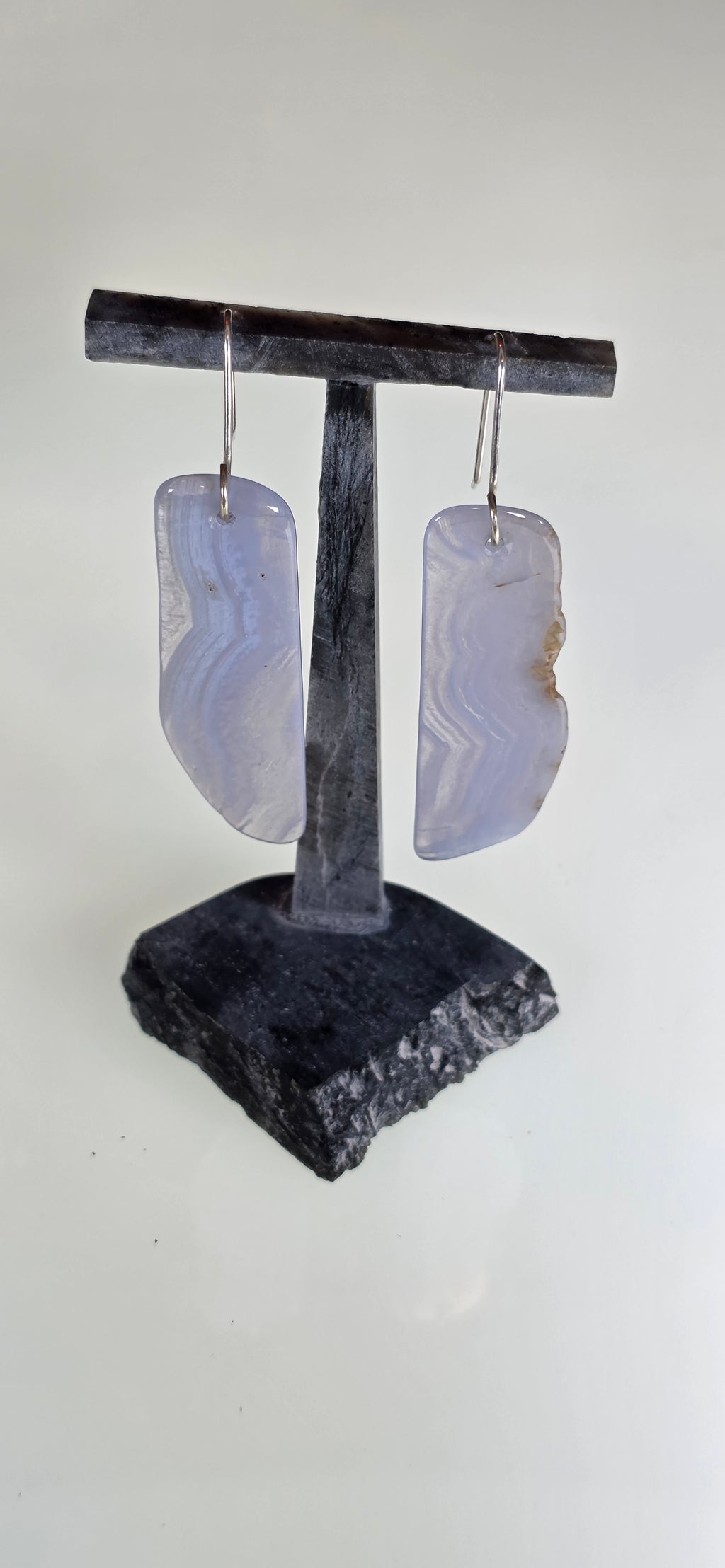 Gem Blue Agate Earrings on .925 Sterling Silver Wire - Walker Valley, WA