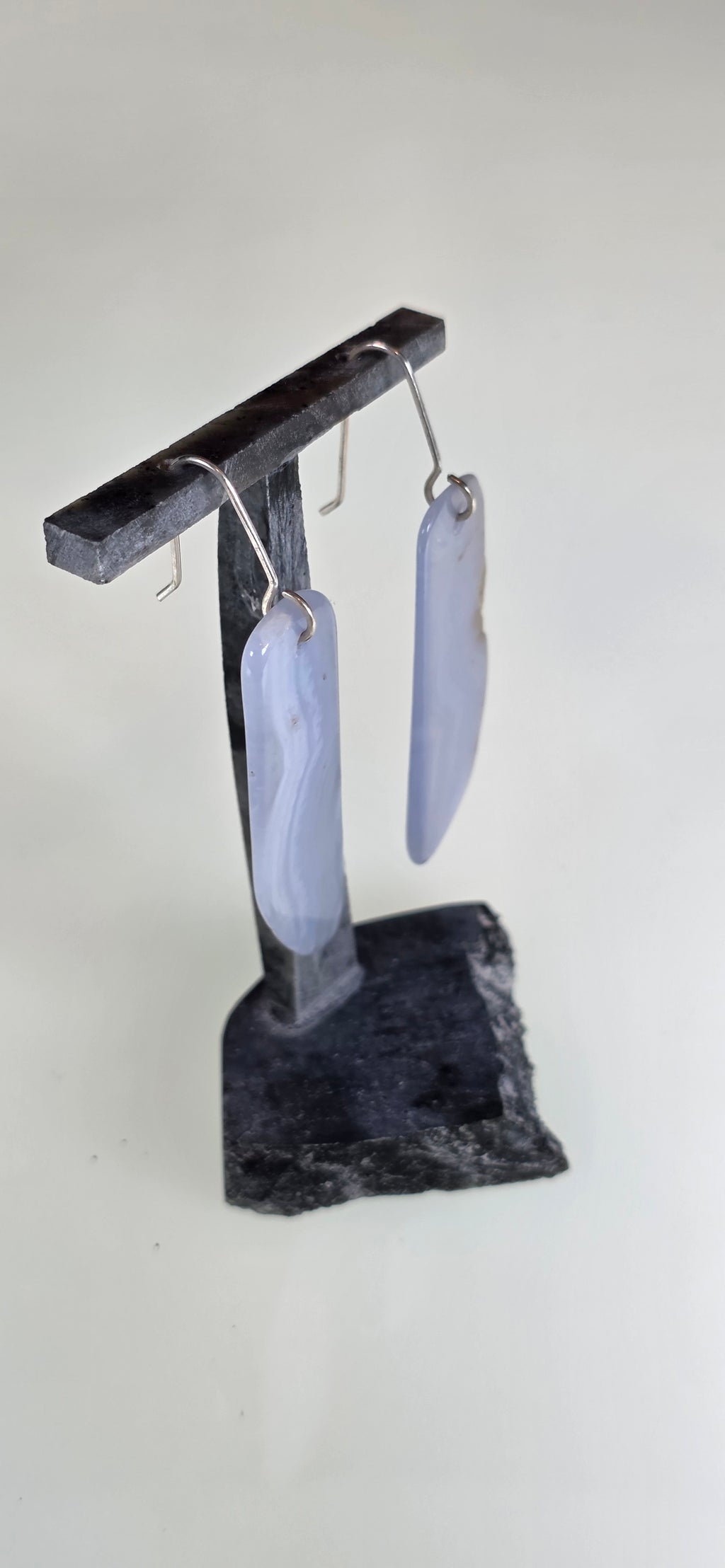 Gem Blue Agate Earrings on .925 Sterling Silver Wire - Walker Valley, WA