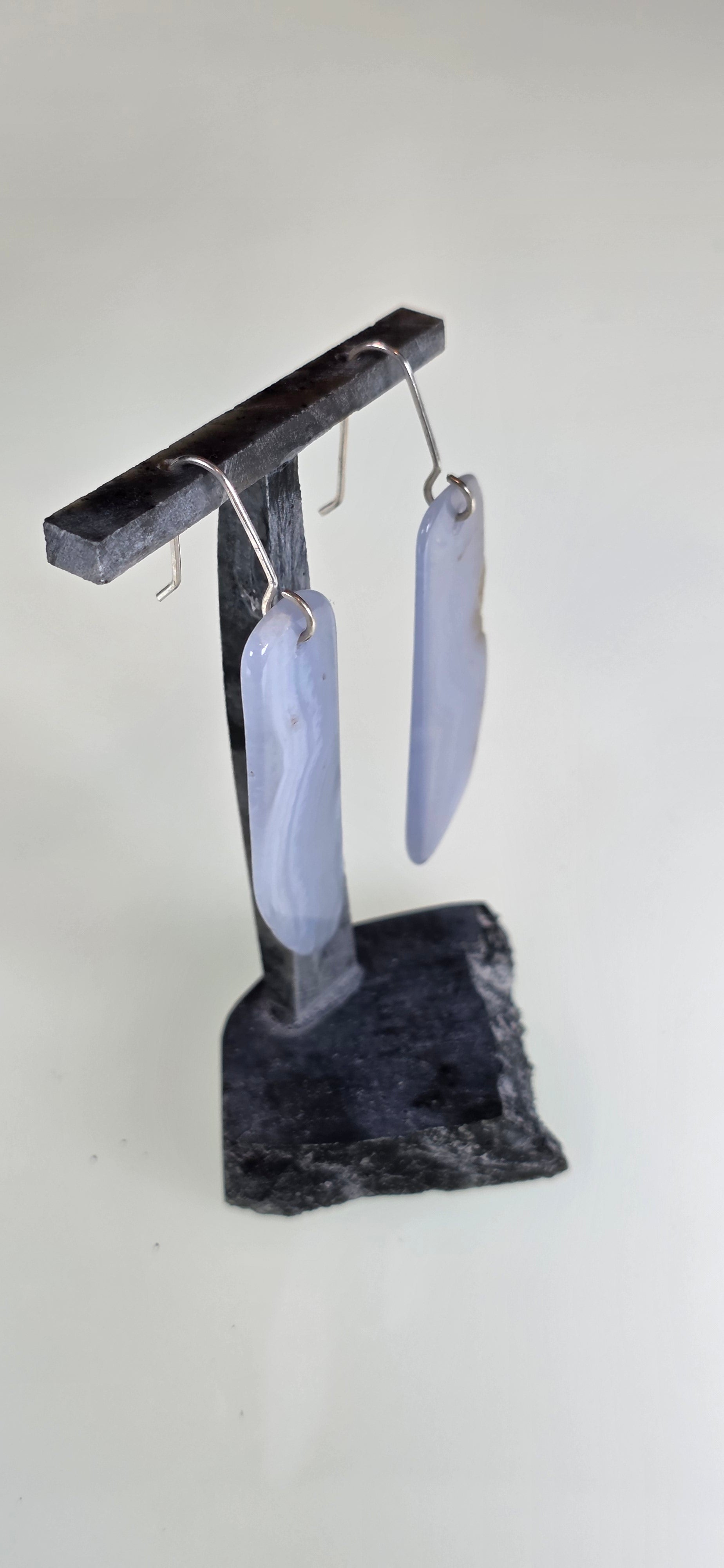Gem Blue Agate Earrings on .925 Sterling Silver Wire - Walker Valley, WA