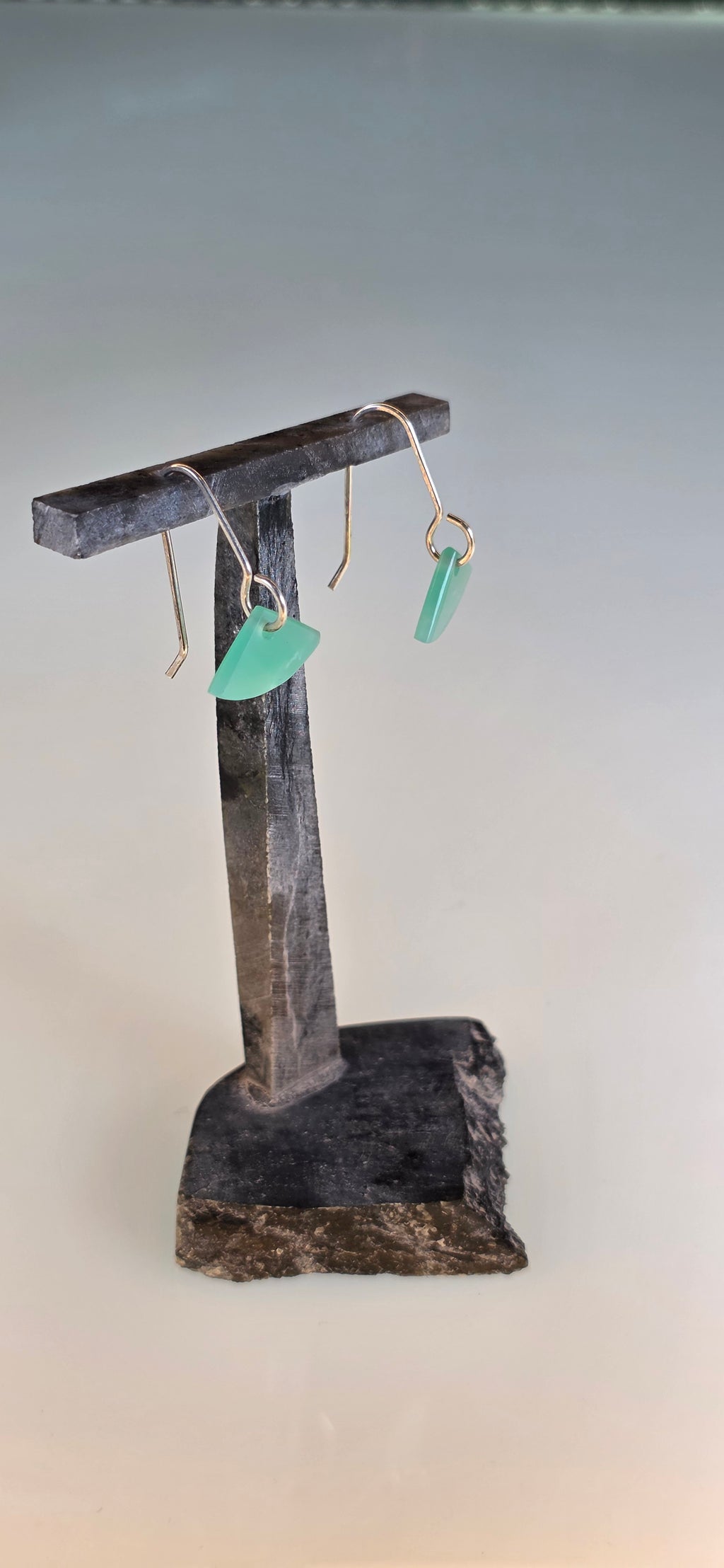 Gem Quality Chrysoprase Dangle Earrings Cute Wedge, Australian