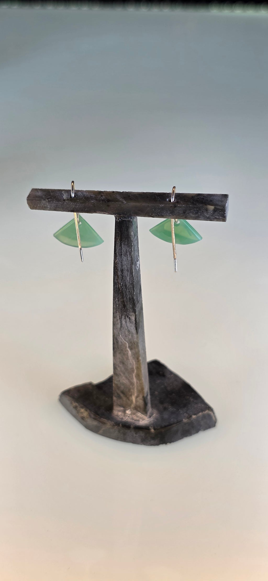 Gem Quality Chrysoprase Dangle Earrings Cute Wedge, Australian