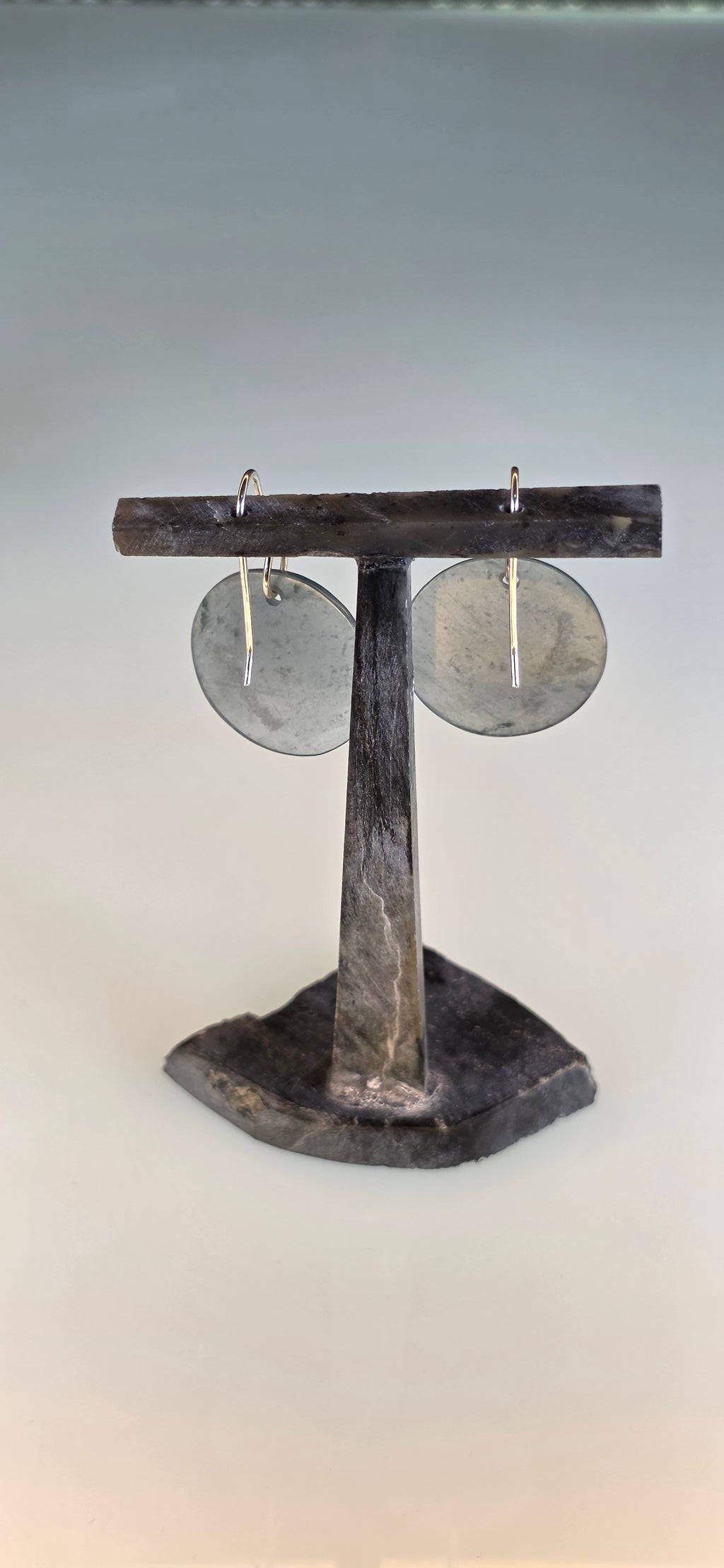 Guatemalan Ice Blue Jadeite Dangle Earrings