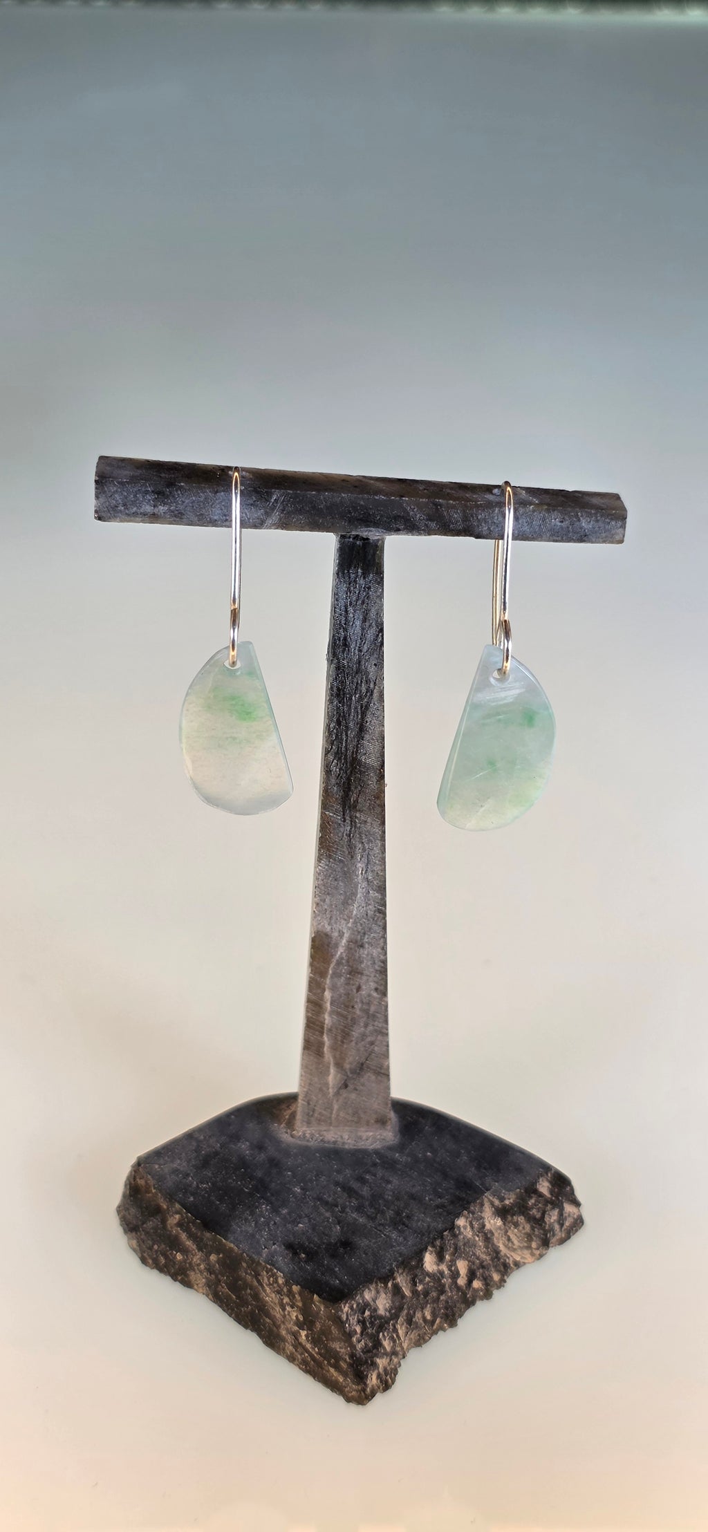 Burmese Jadeite Hand Carved Dangle Earrings - Fine Green (Myanmar)