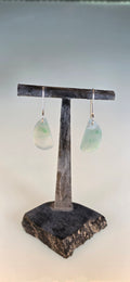 Burmese Jadeite Hand Carved Dangle Earrings - Fine Green (Myanmar)