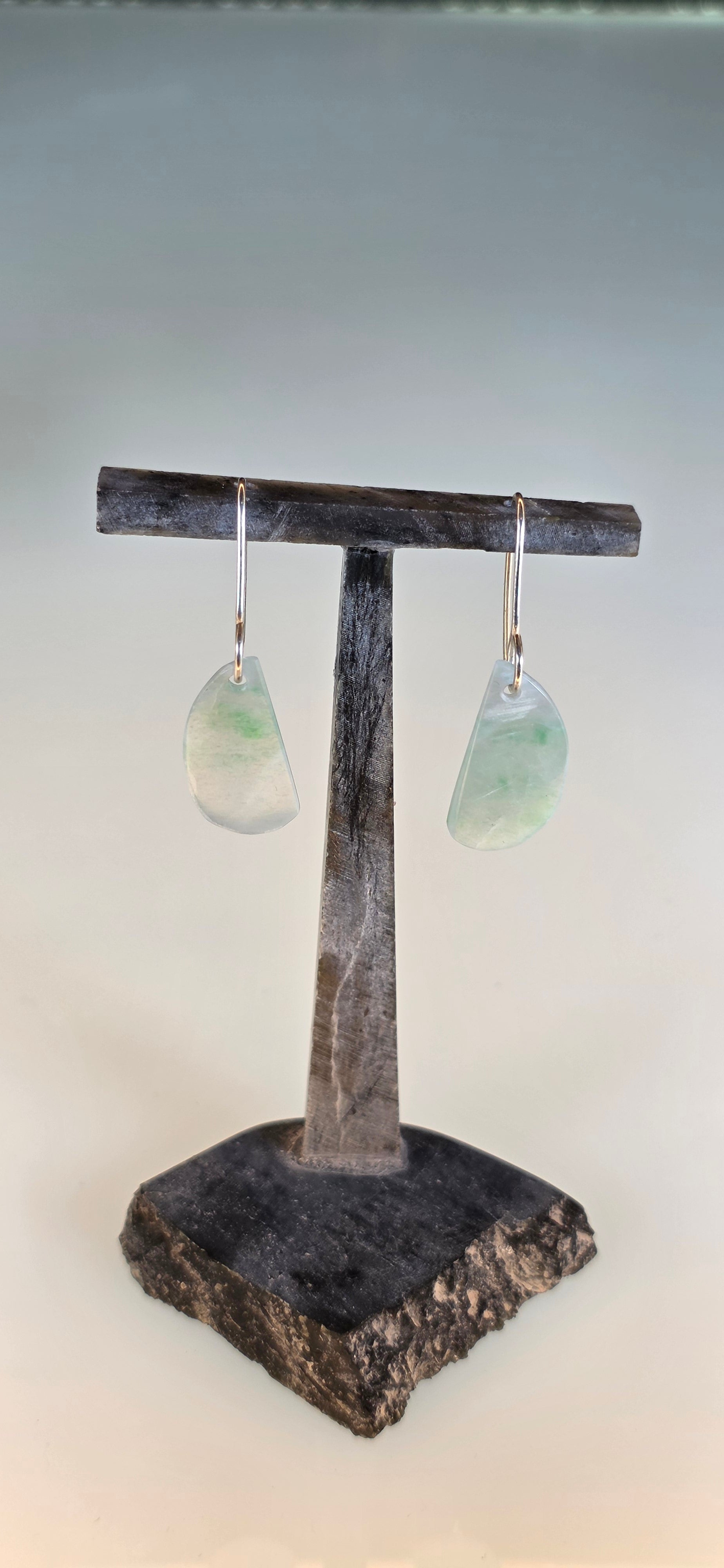 Burmese Jadeite Hand Carved Dangle Earrings - Fine Green (Myanmar)