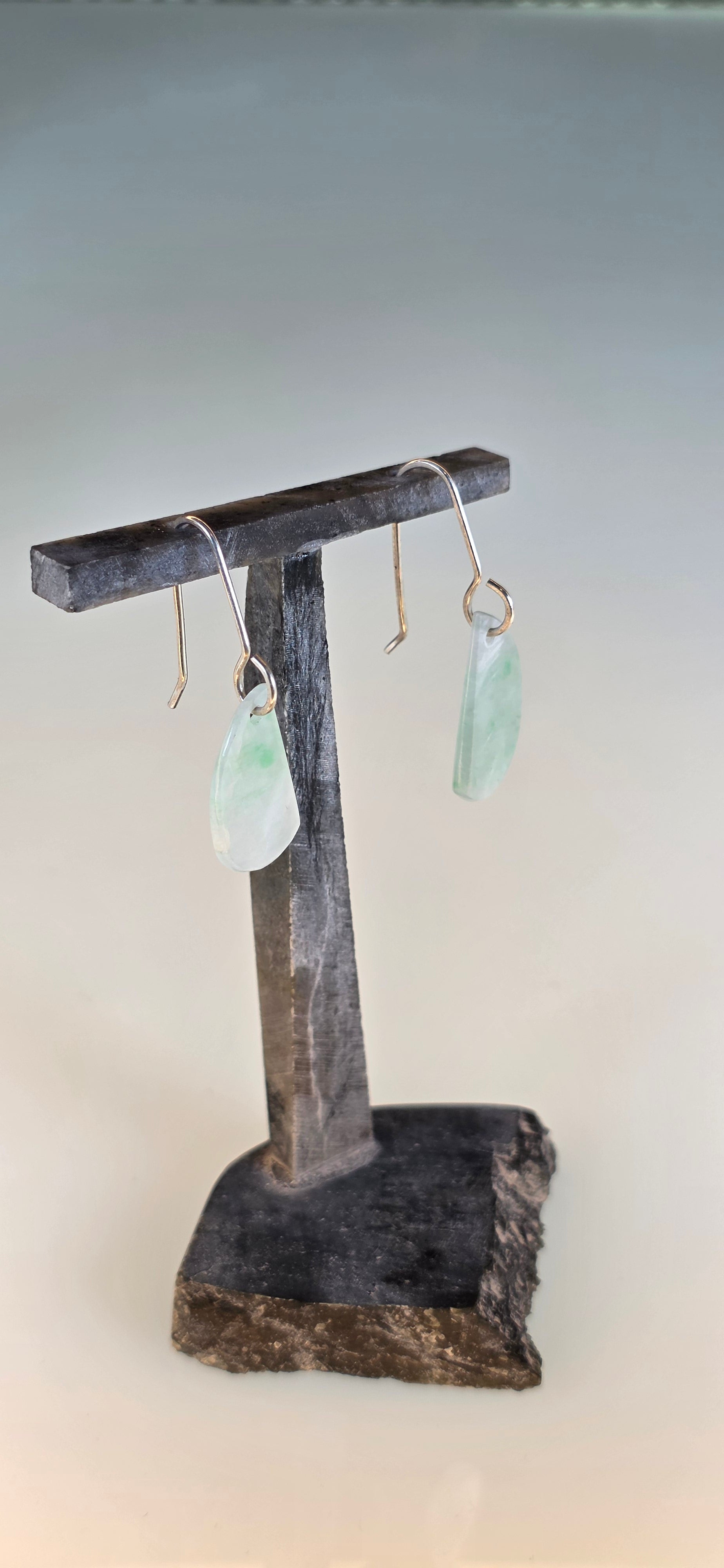 Burmese Jadeite Hand Carved Dangle Earrings - Fine Green (Myanmar)