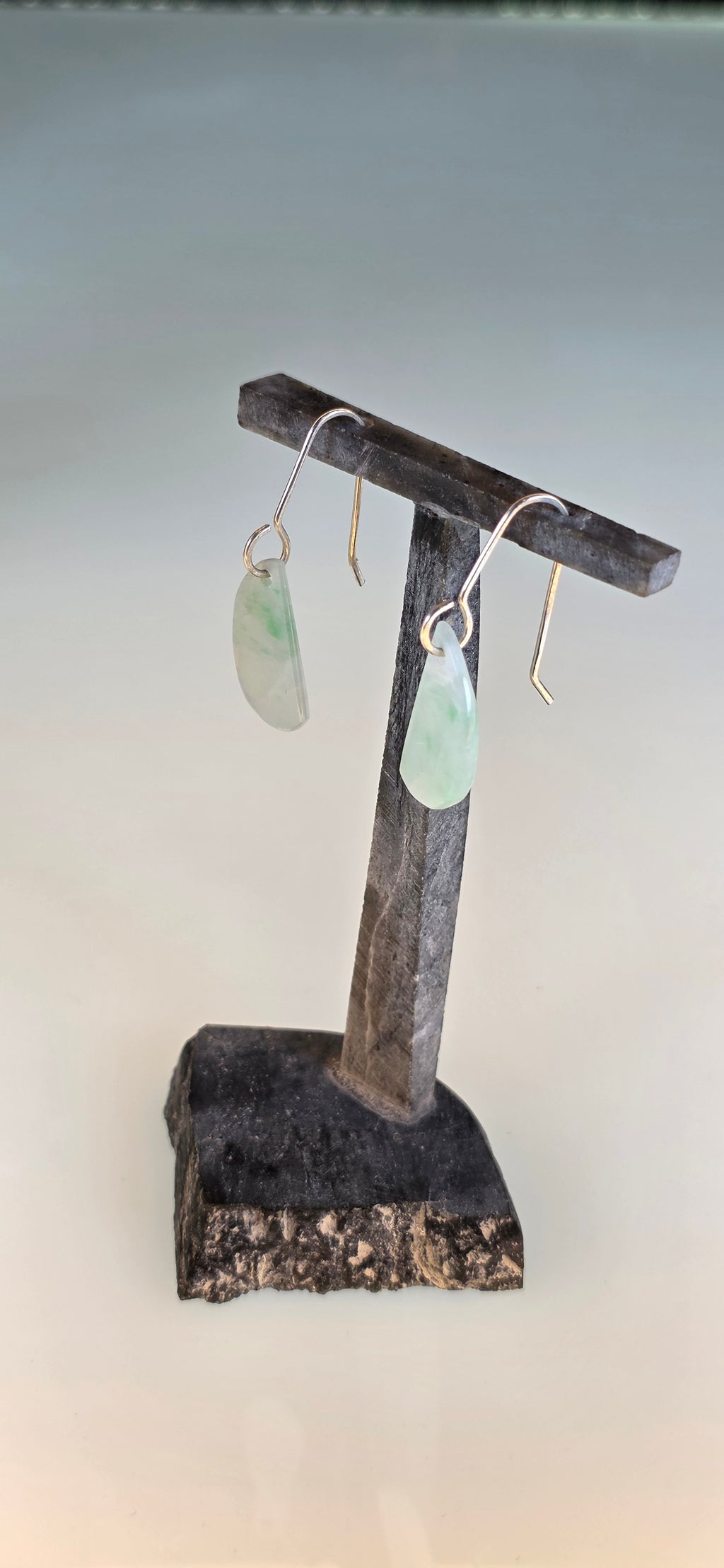 Burmese Jadeite Hand Carved Dangle Earrings - Fine Green (Myanmar)