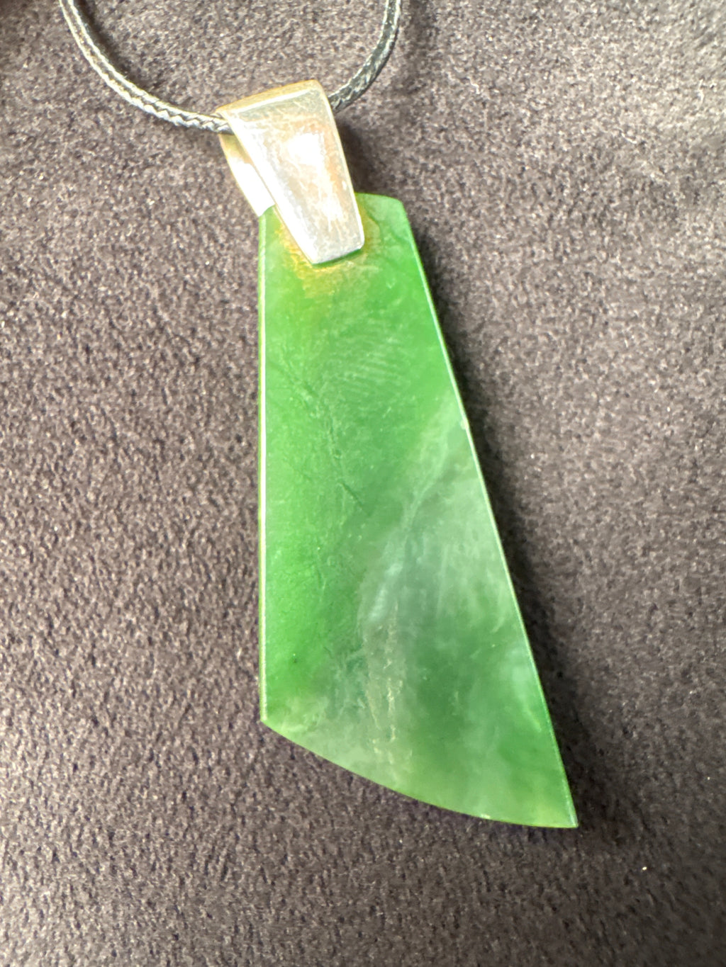 Siberian Jade Pendant Necklace (Grade A Jade) on Sterling Silver Bail