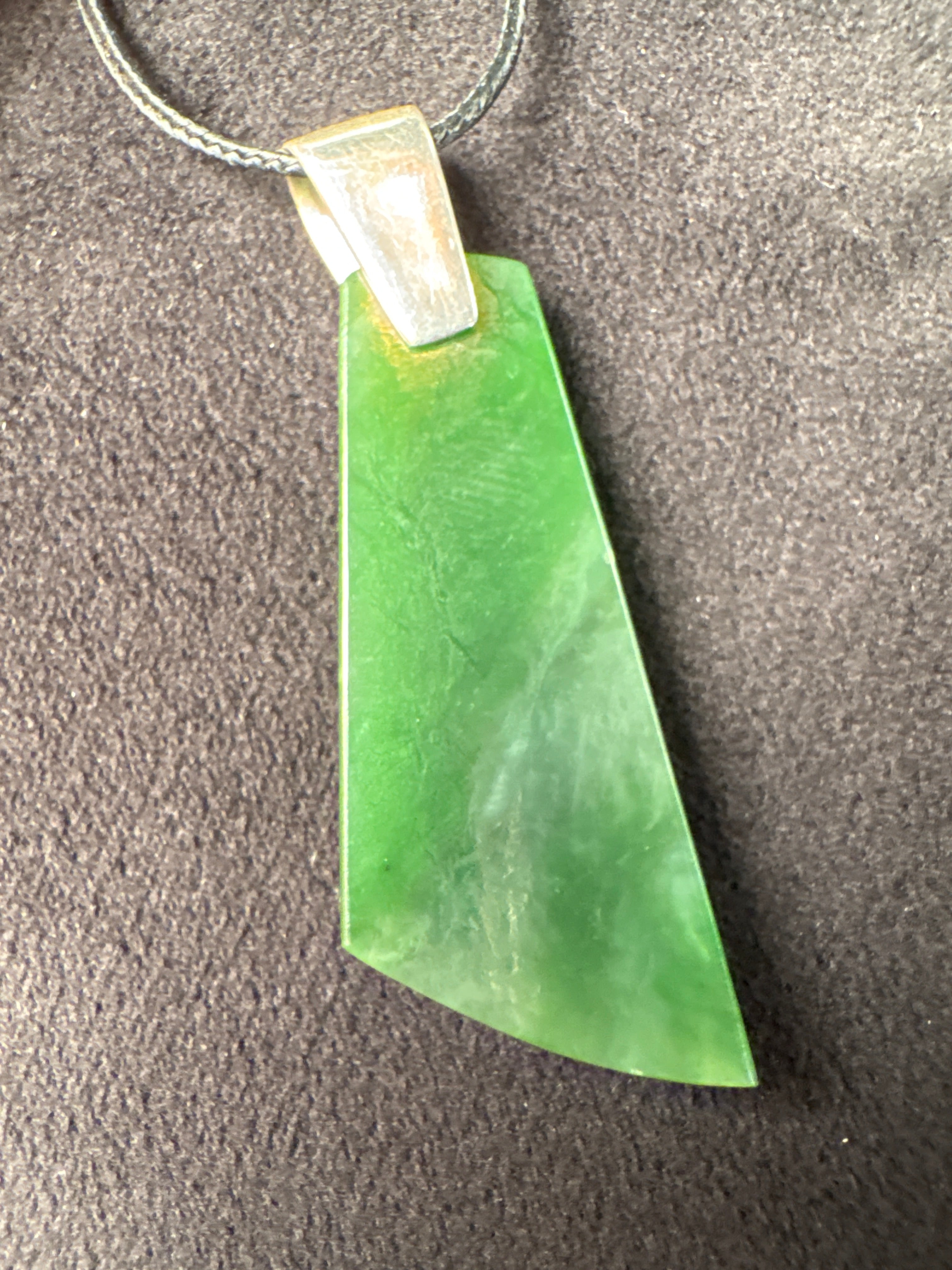 Siberian Jade Pendant Necklace (Grade A Jade) on Sterling Silver Bail