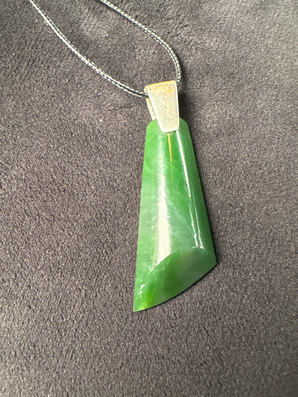 Siberian Jade Pendant Necklace (Grade A Jade) on Sterling Silver Bail