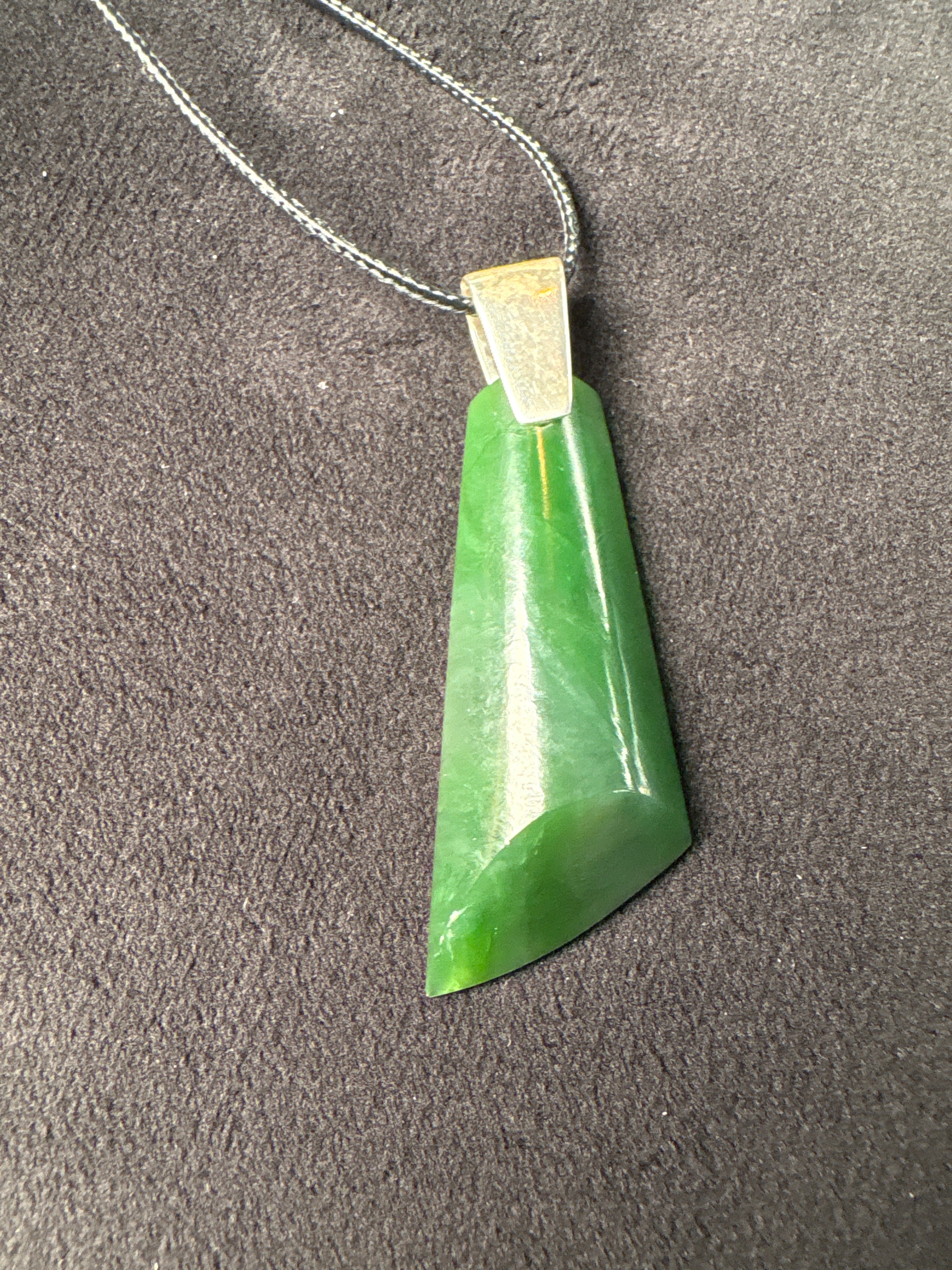 Siberian Jade Pendant Necklace (Grade A Jade) on Sterling Silver Bail