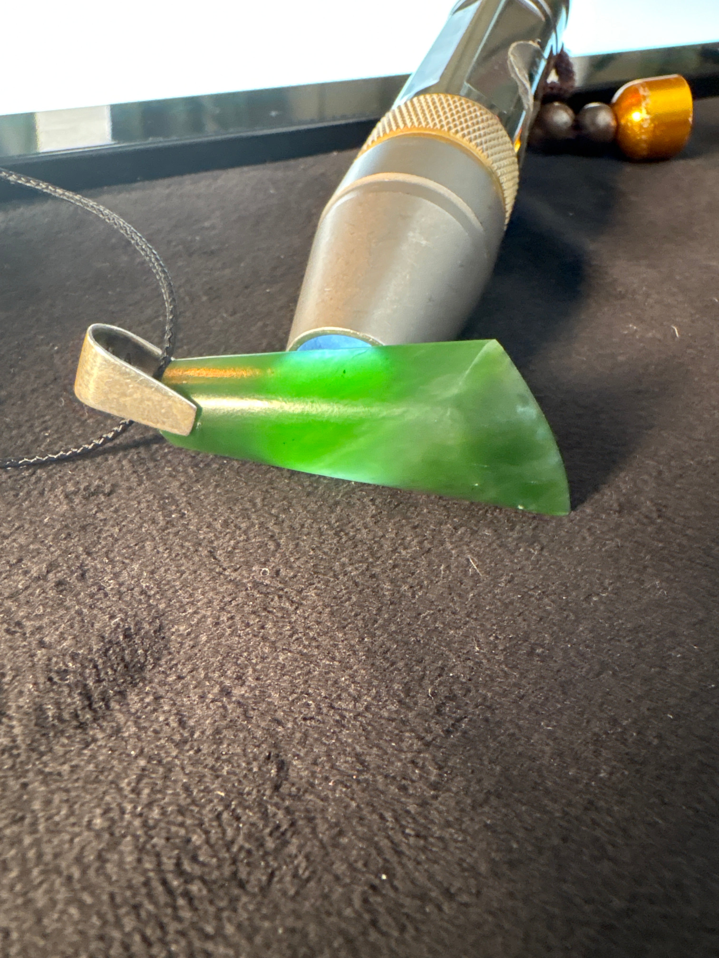 Siberian Jade Pendant Necklace (Grade A Jade) on Sterling Silver Bail