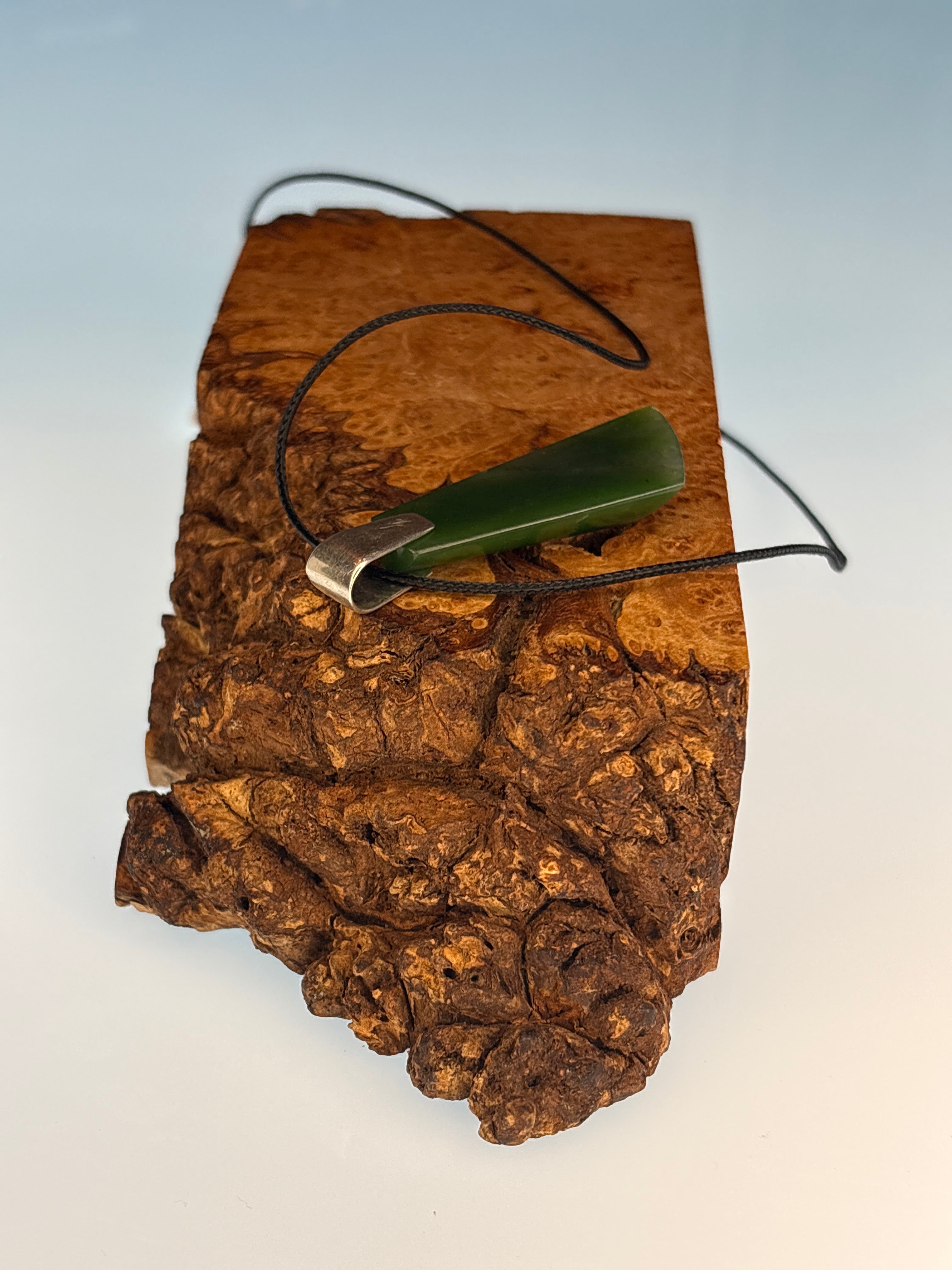 Siberian Jade Pendant Necklace (Grade A Jade) on Sterling Silver Bail