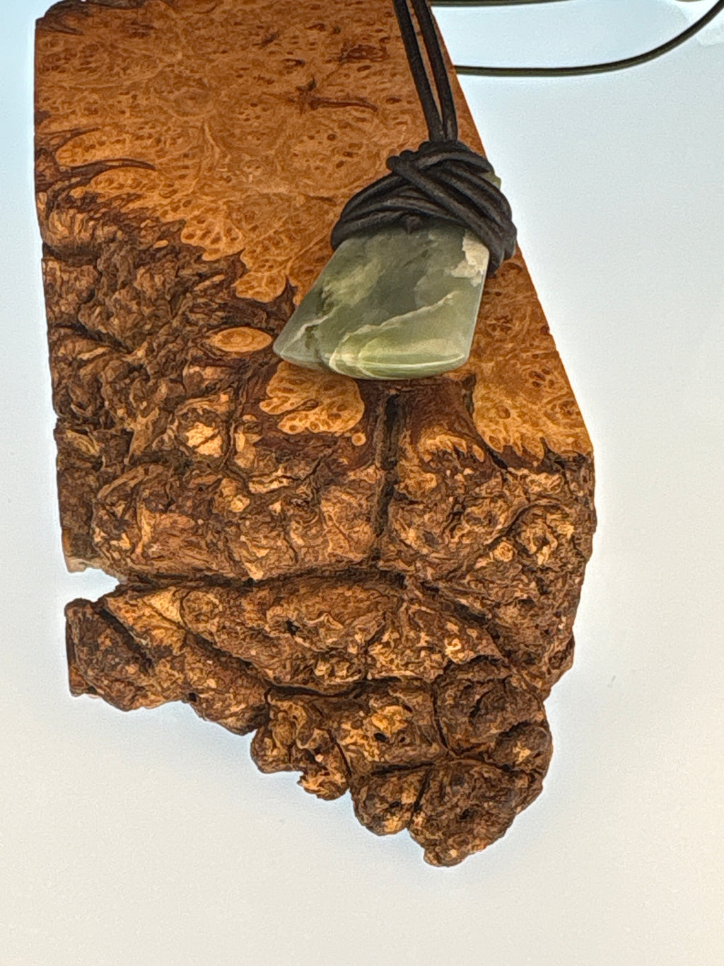 Grade A Washington Jade Toki Pendant Leather Wrapped