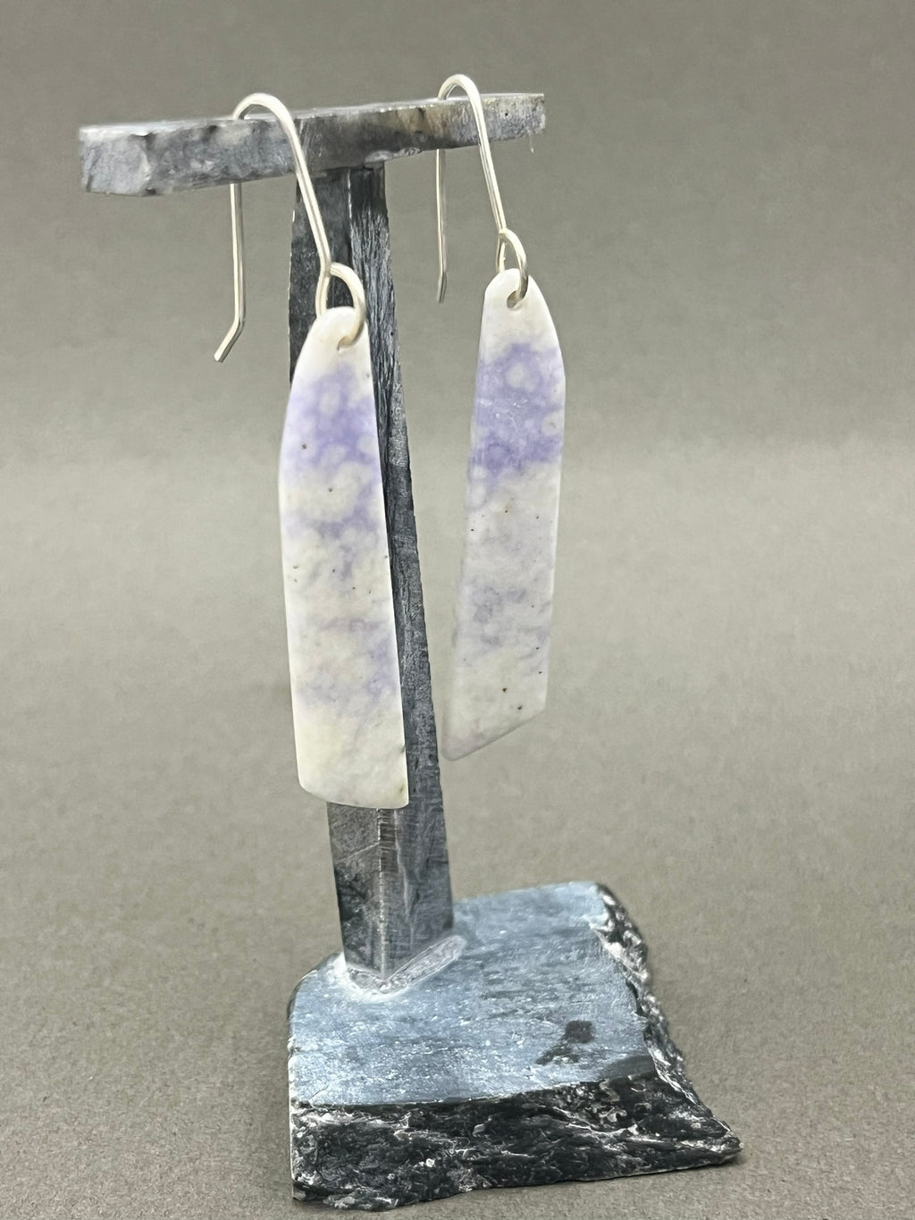 Lilac Purple & White Jadeite Earrings