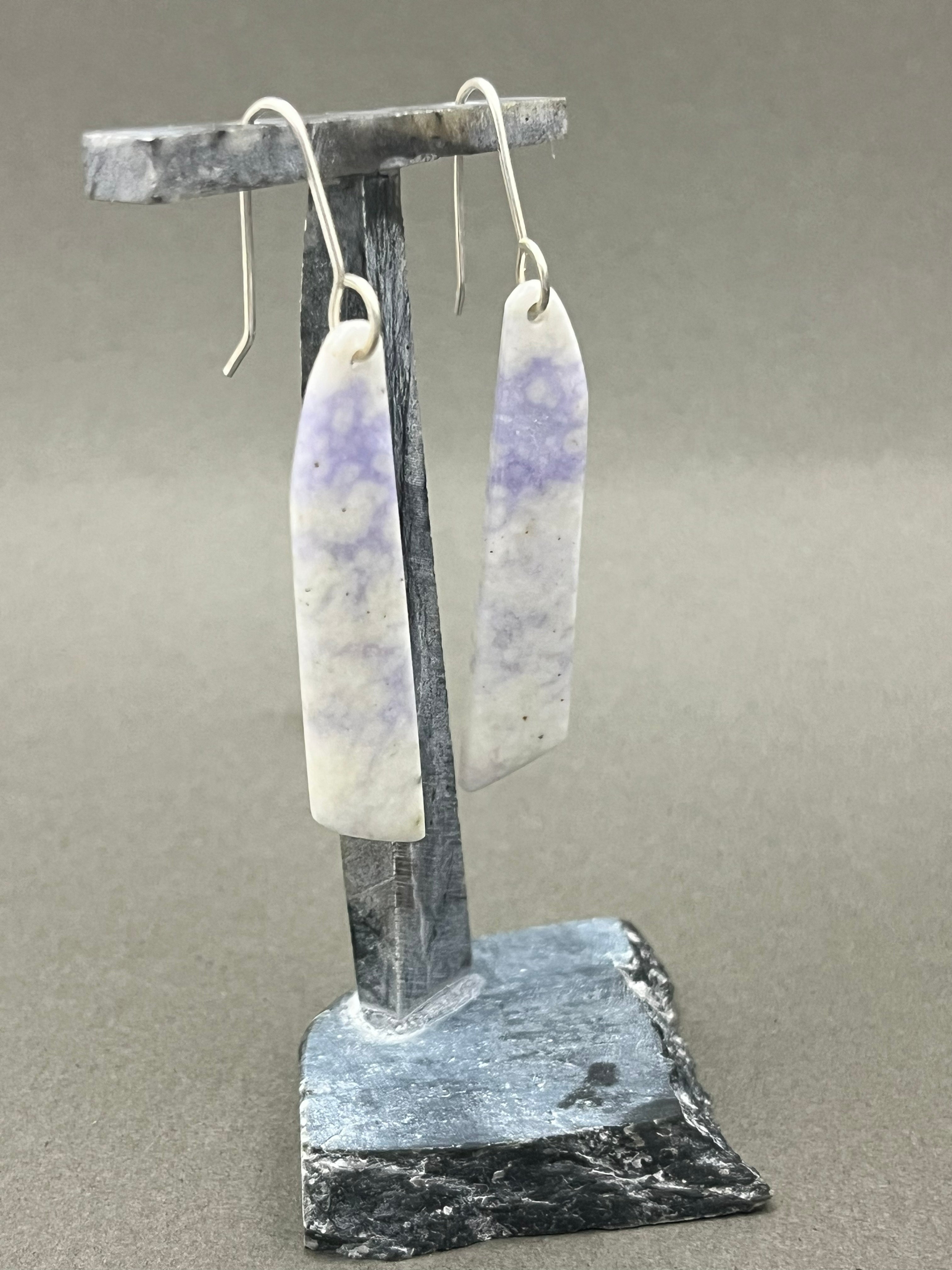 Lilac Purple & White Jadeite Earrings