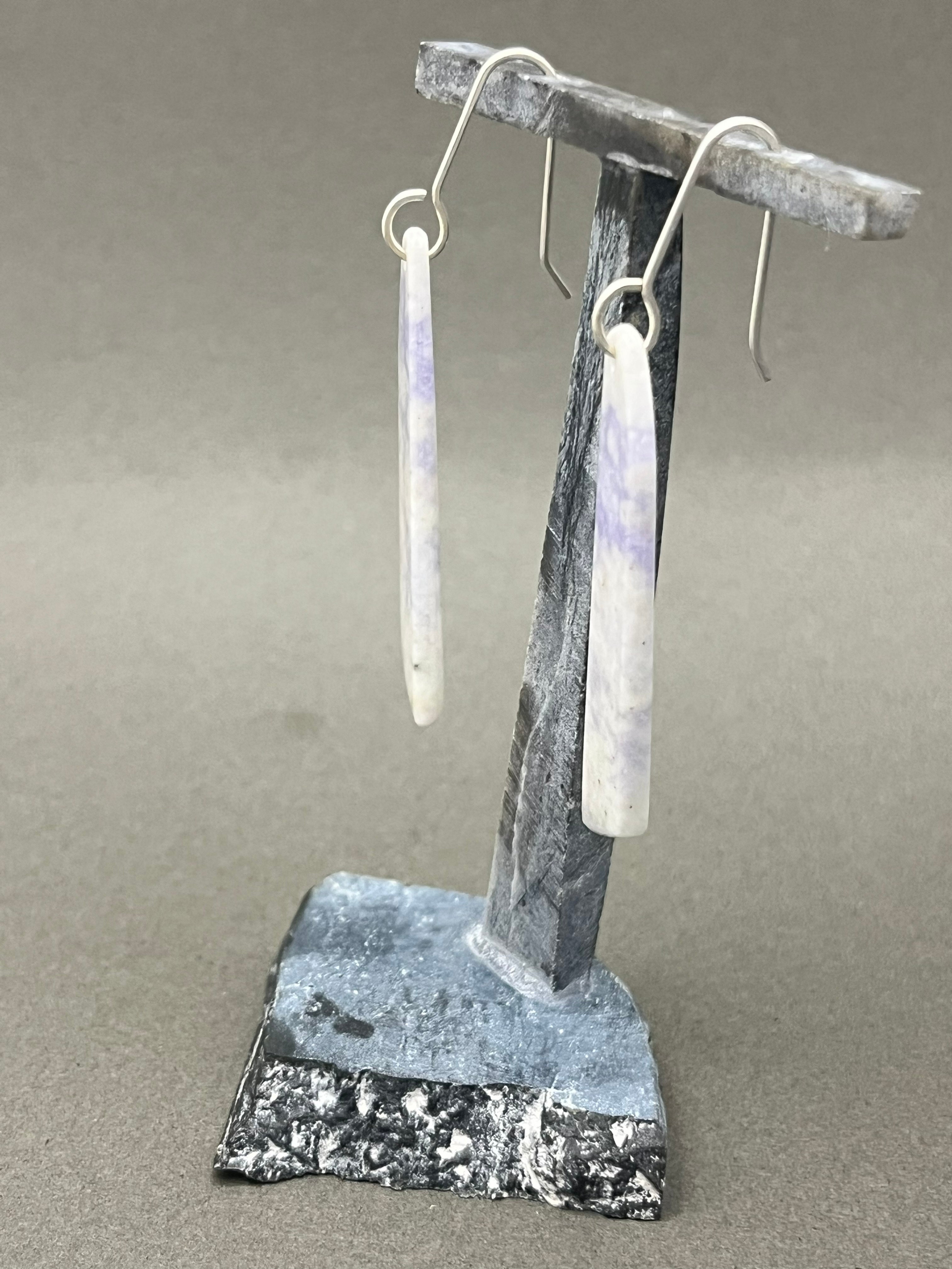 Lilac Purple & White Jadeite Earrings