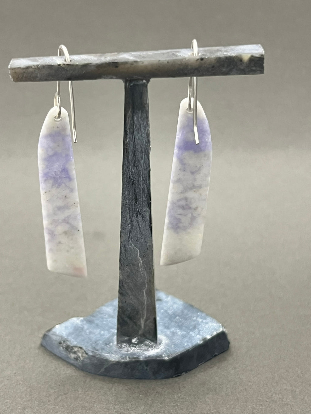 Lilac Purple & White Jadeite Earrings