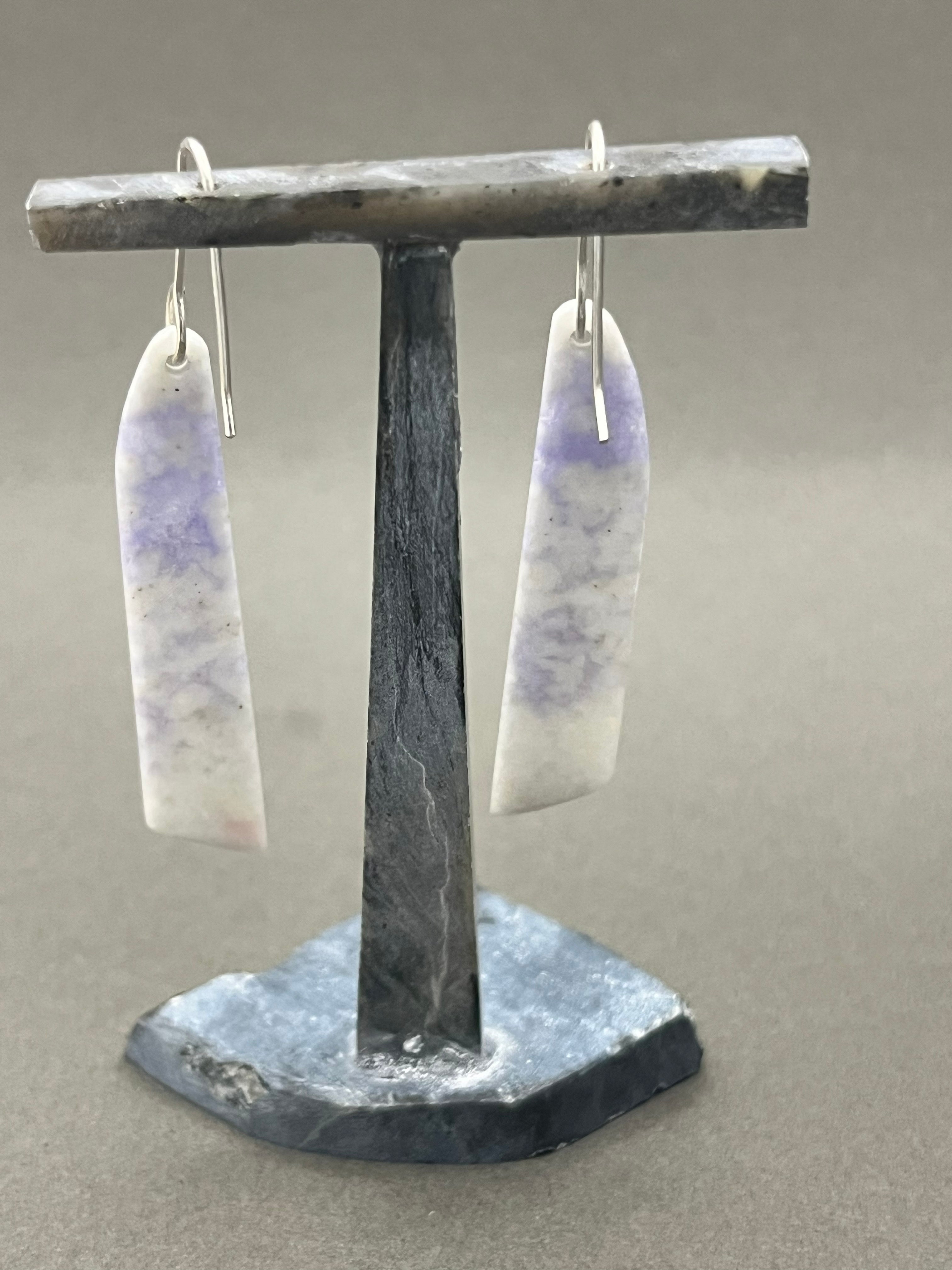 Lilac Purple & White Jadeite Earrings