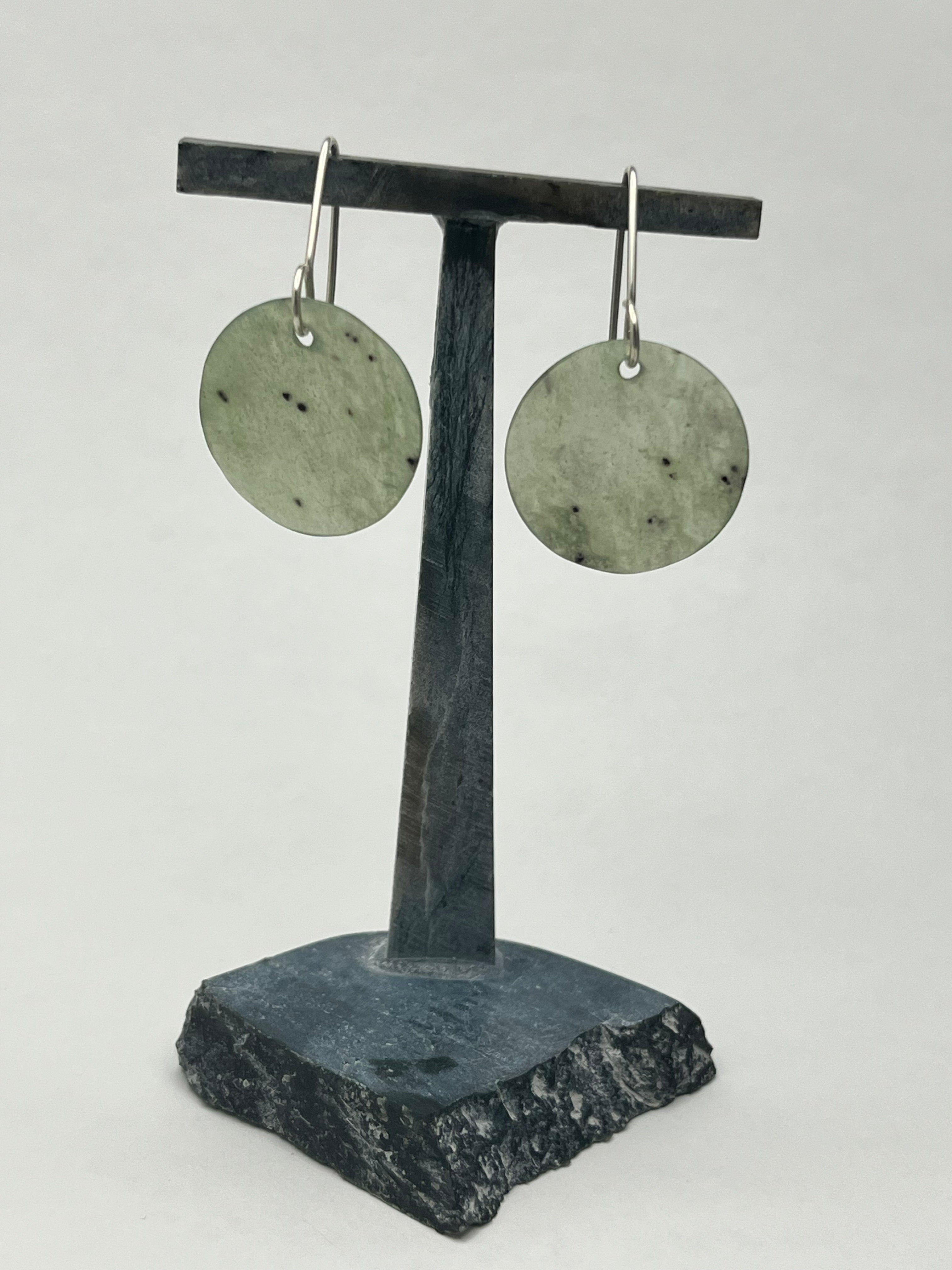Green Washington Jade Earrings on Silver Wire