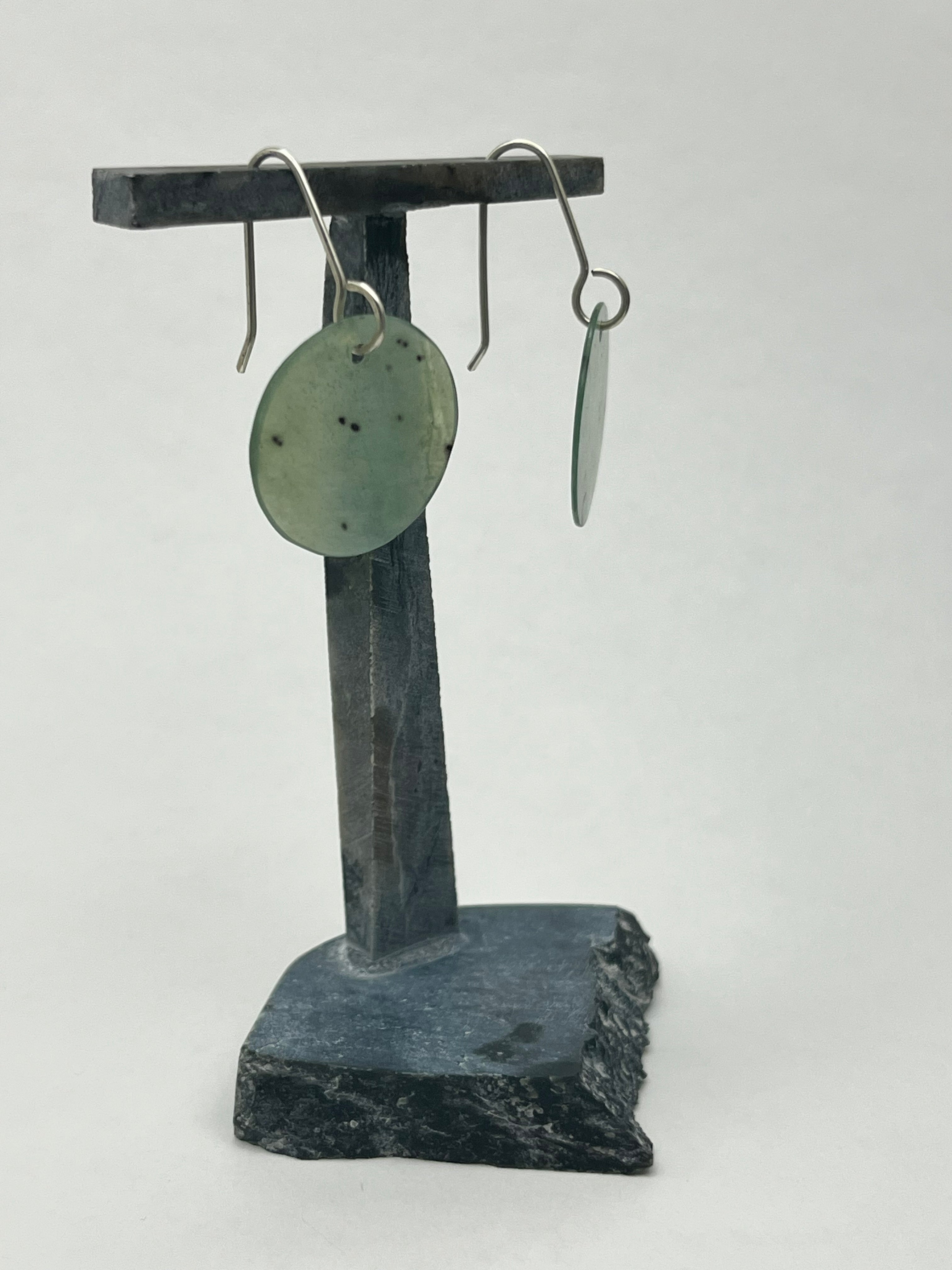 Green Washington Jade Earrings on Silver Wire