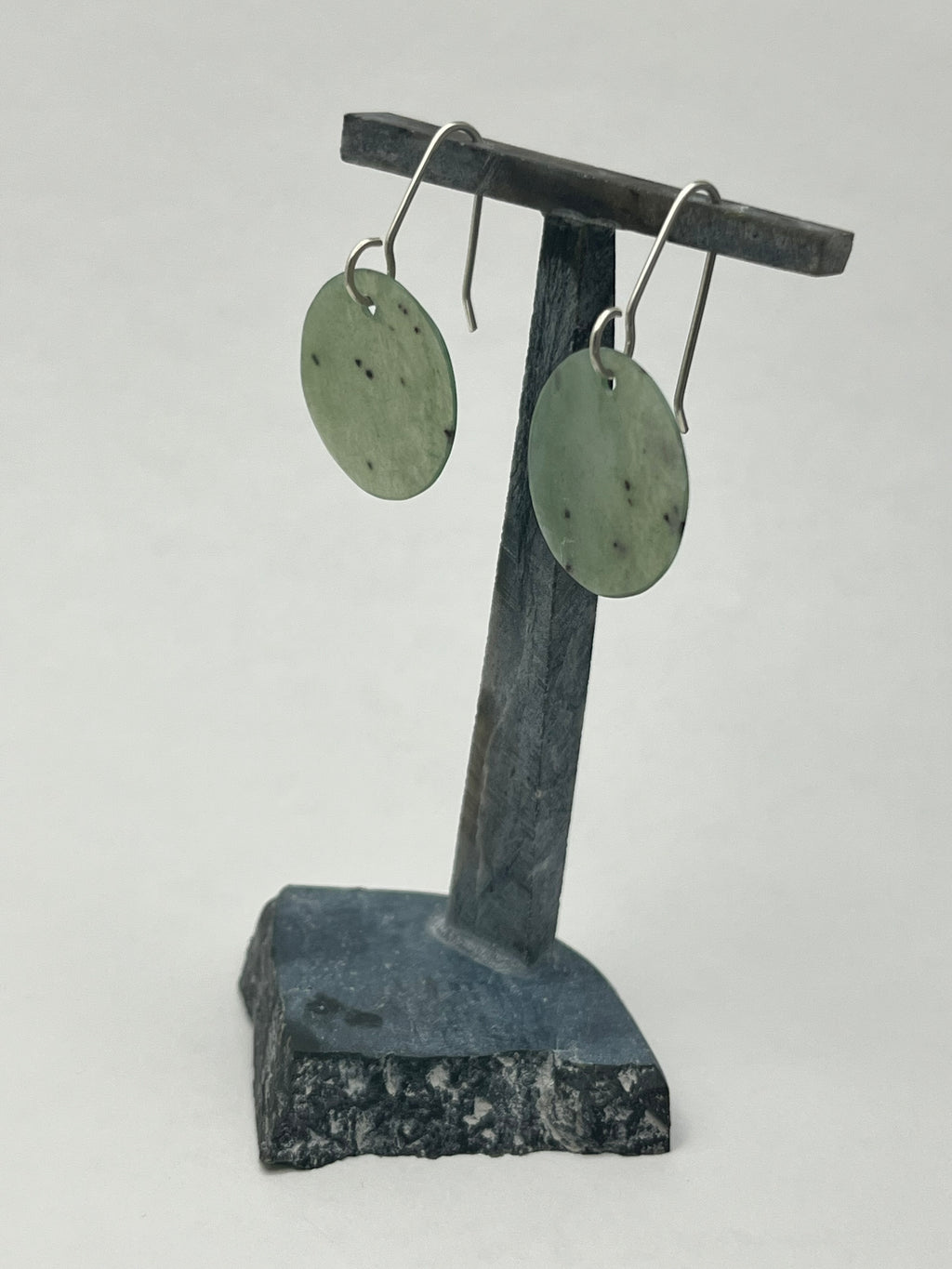 Green Washington Jade Earrings on Silver Wire