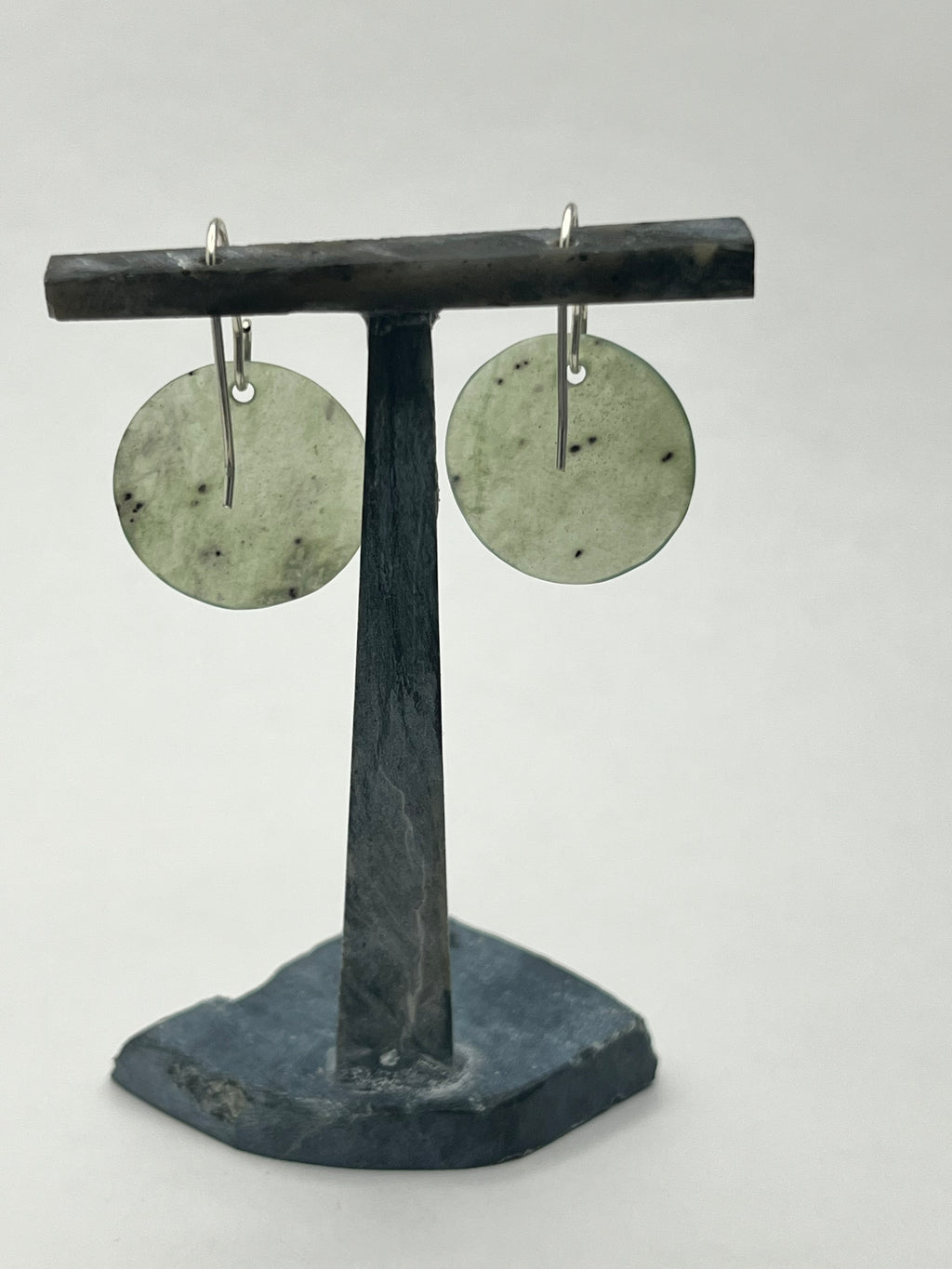Green Washington Jade Earrings on Silver Wire