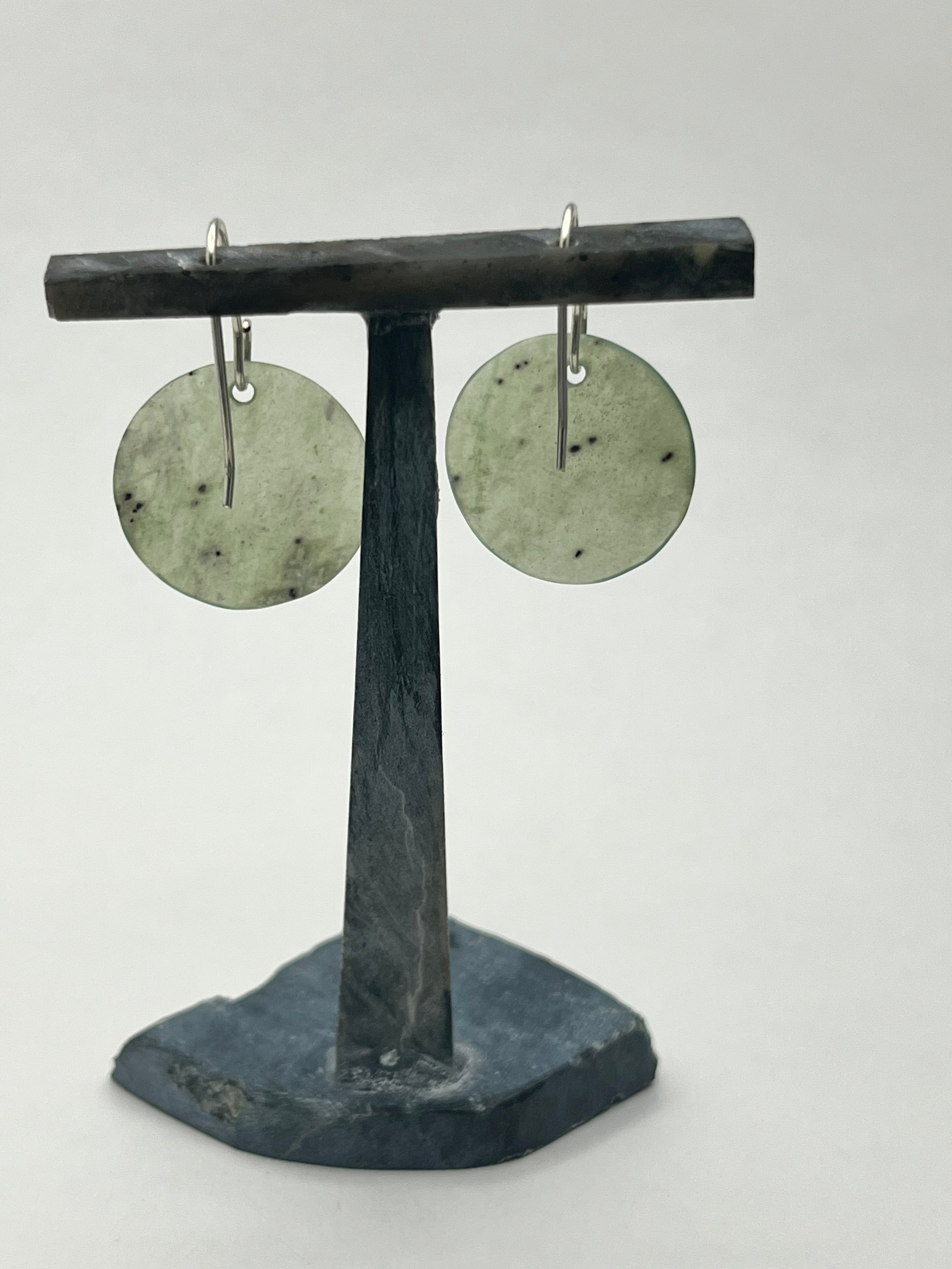 Green Washington Jade Earrings on Silver Wire