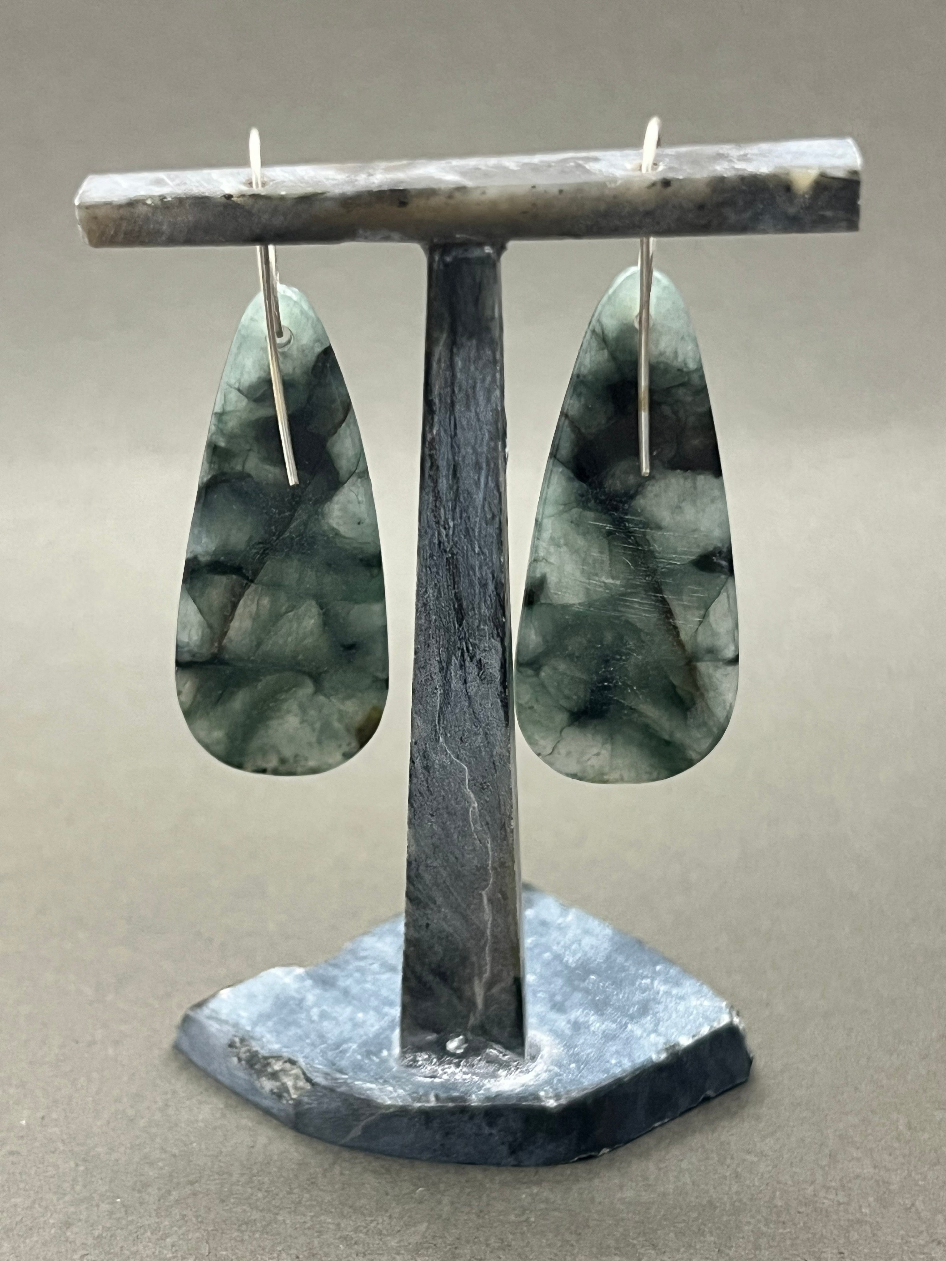 Burmese Blue Jadeite Earrings