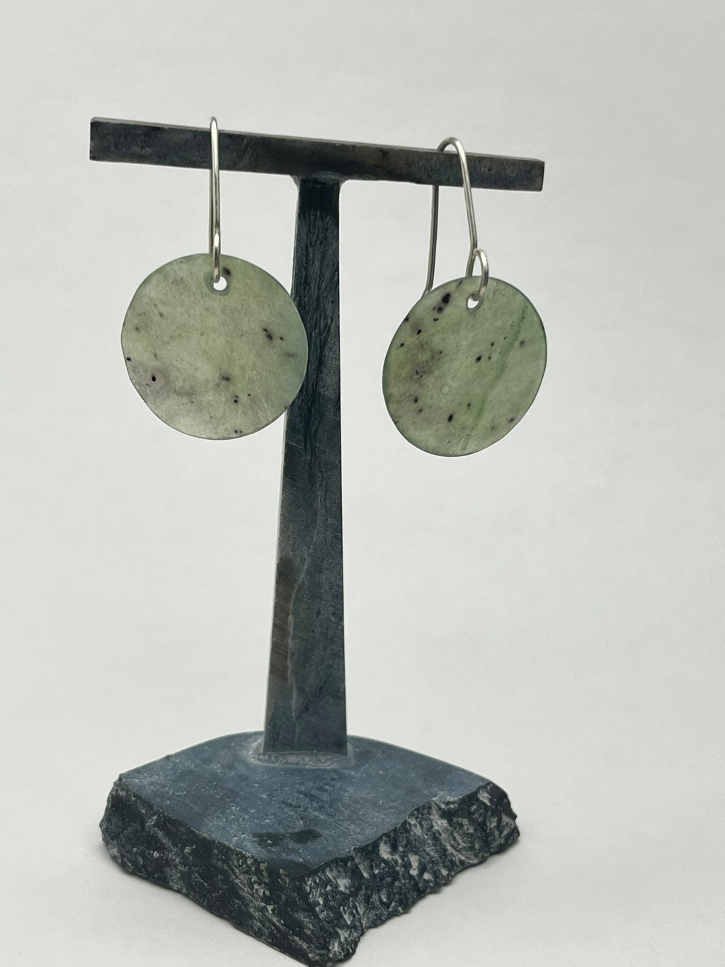 Green Washington Jade Earrings on Silver Wire