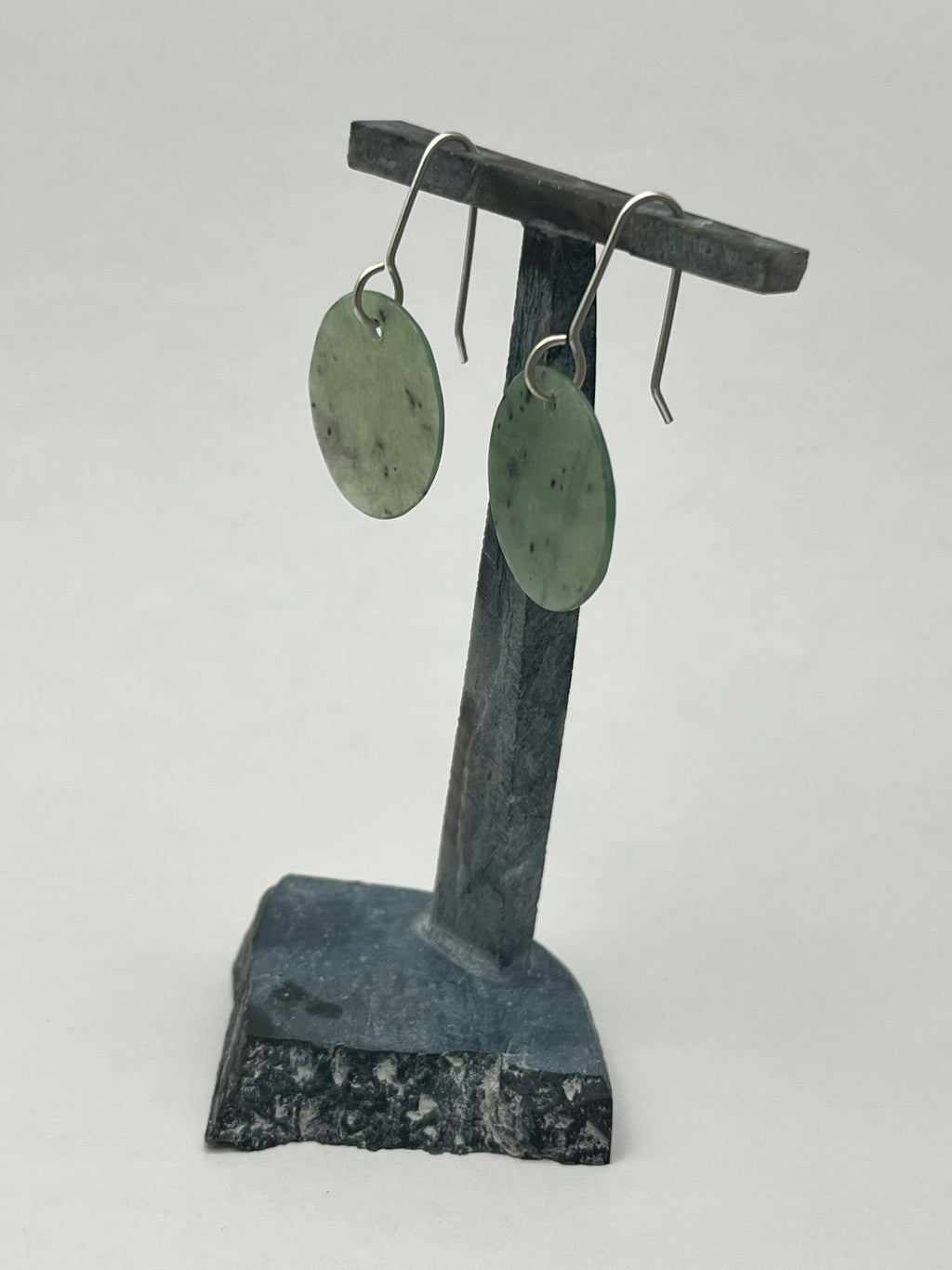 Green Washington Jade Earrings on Silver Wire