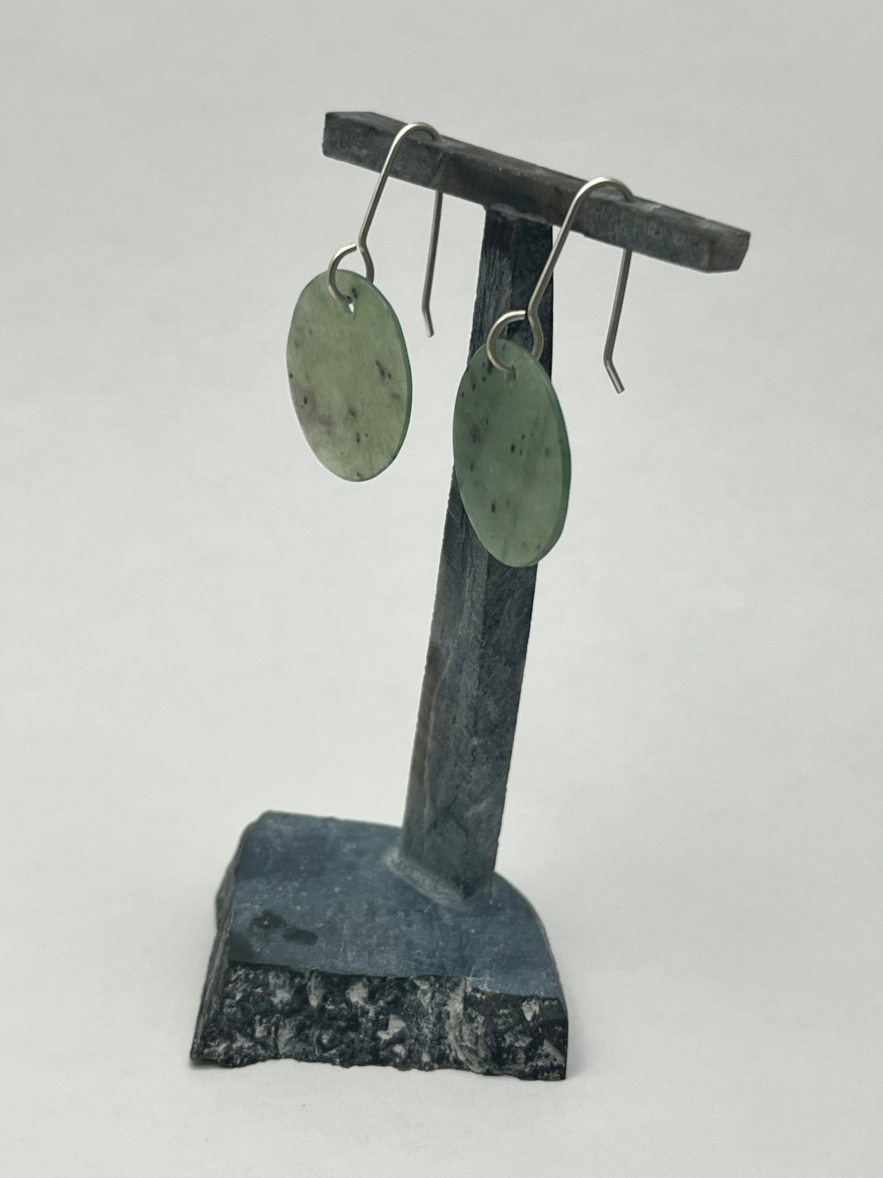 Green Washington Jade Earrings on Silver Wire