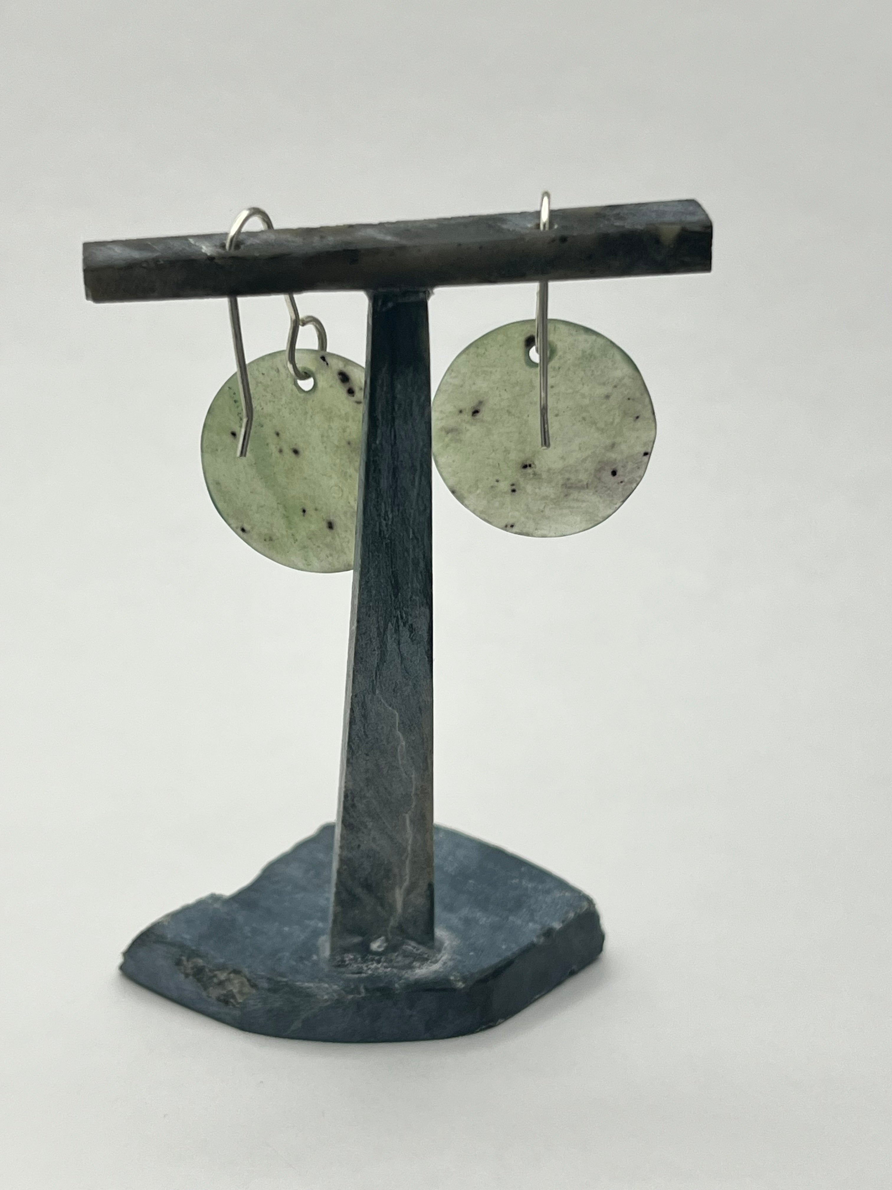 Green Washington Jade Earrings on Silver Wire