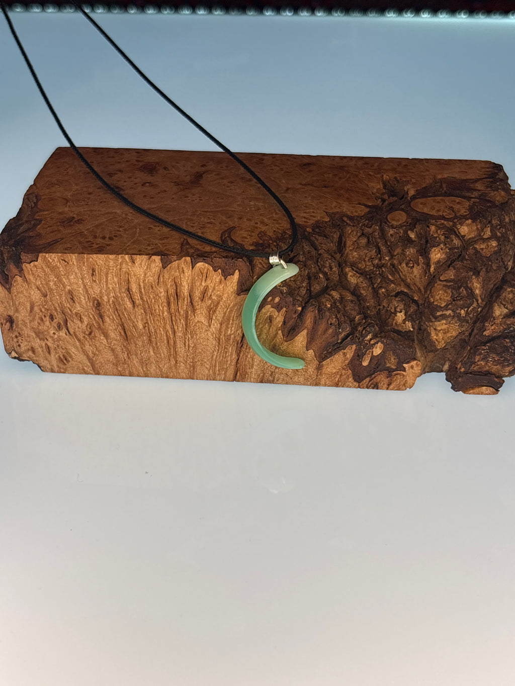 Australian Gem Chrysoprase Crescent Moon Pendant