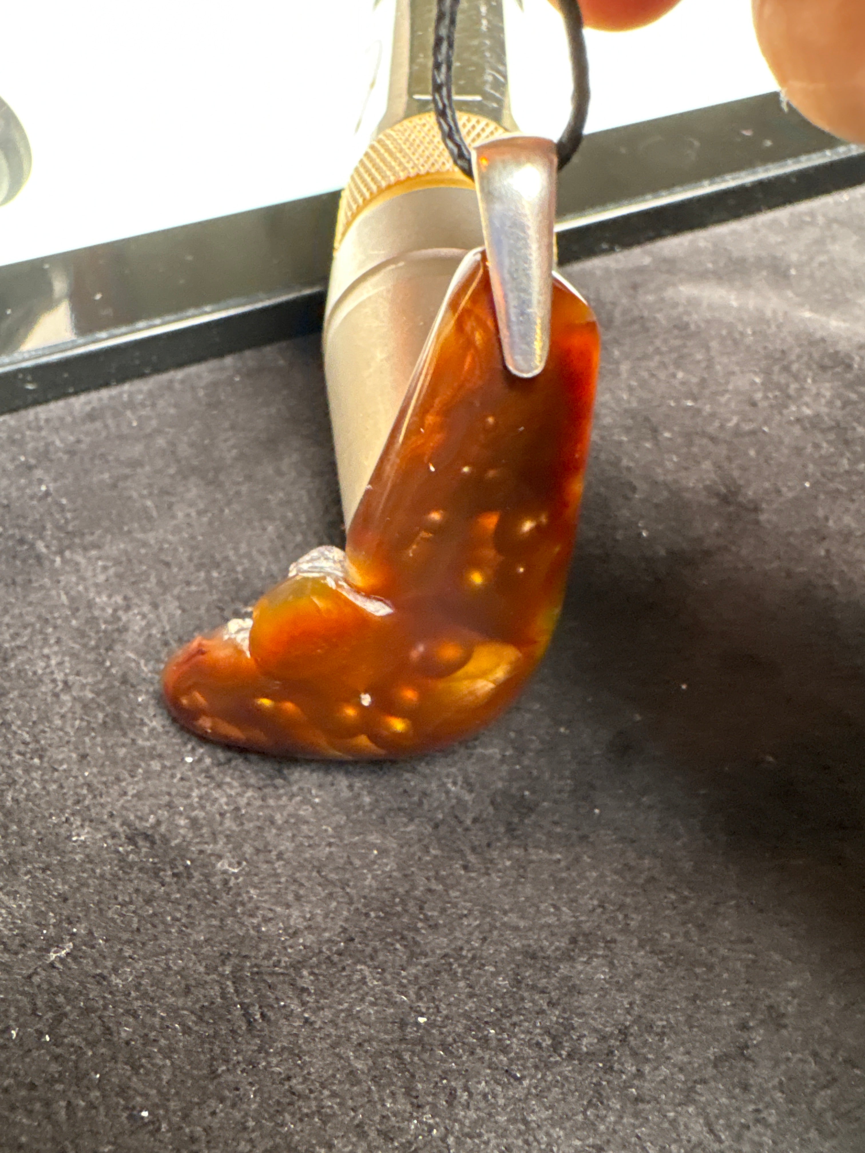 Arizona Fire Agate Pendant - Rainbow Fire!