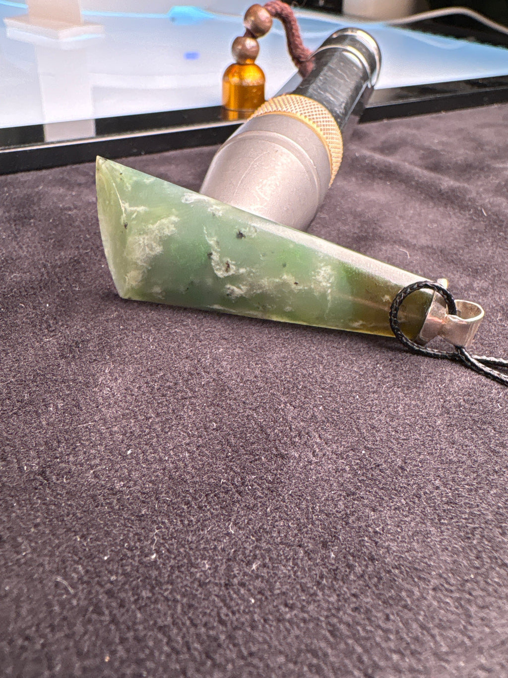 Washington Jade Pendant (Green Ombre) on Custom Sterling Silver Bail