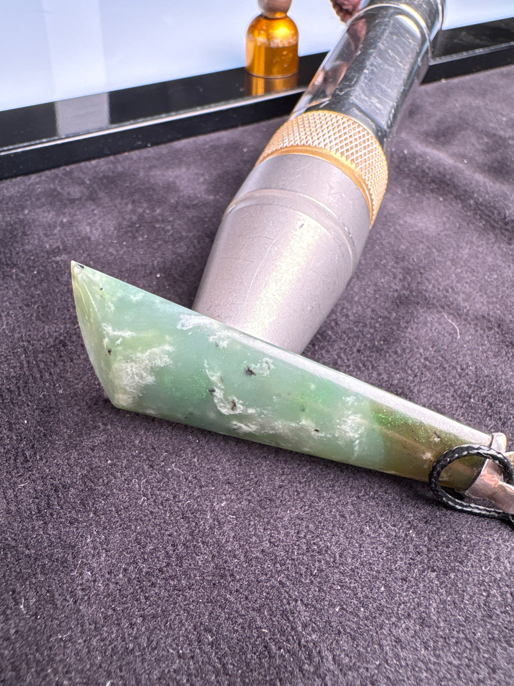 Washington Jade Pendant (Green Ombre) on Custom Sterling Silver Bail
