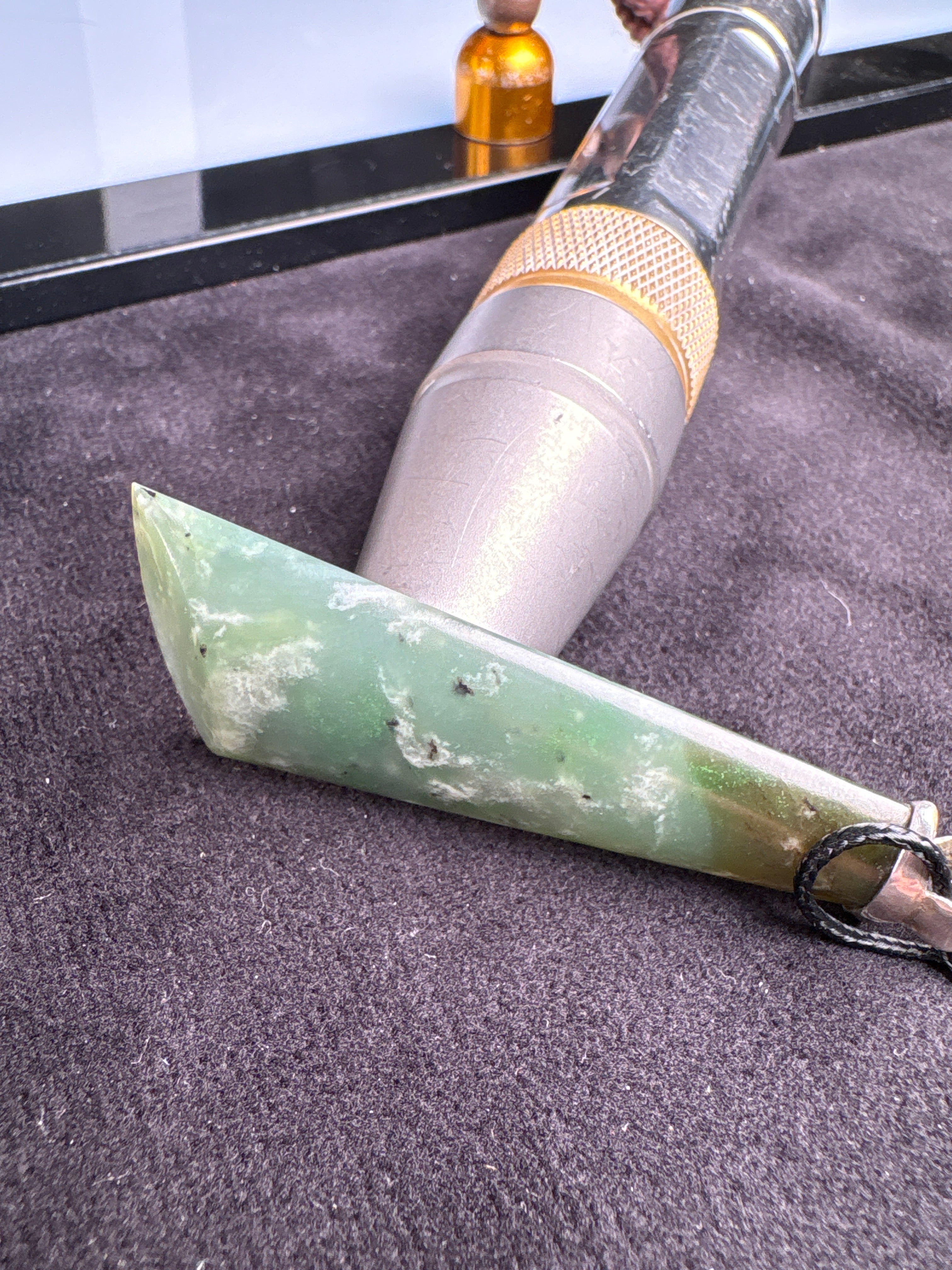 Washington Jade Pendant (Green Ombre) on Custom Sterling Silver Bail
