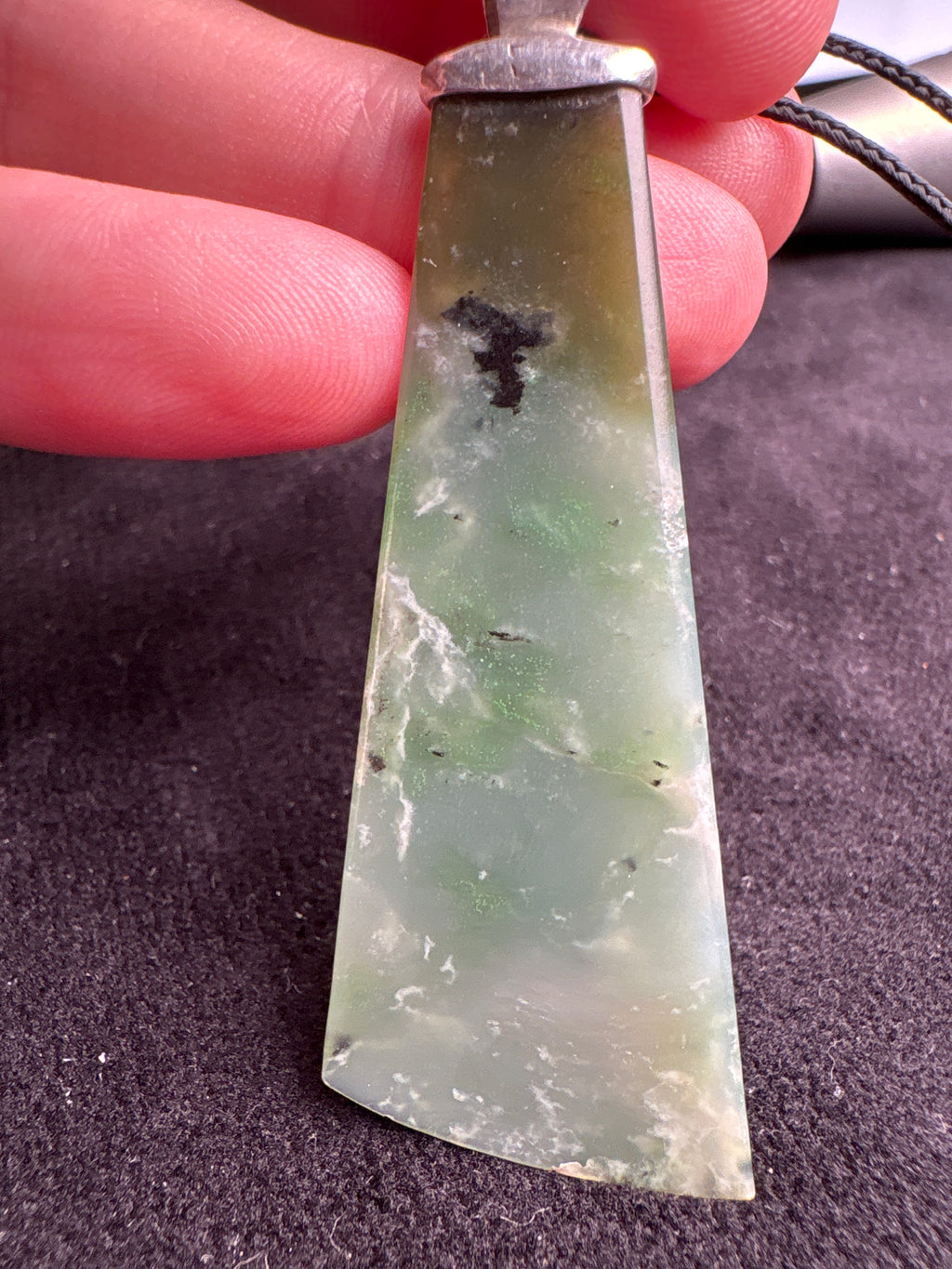 Washington Jade Pendant (Green Ombre) on Custom Sterling Silver Bail