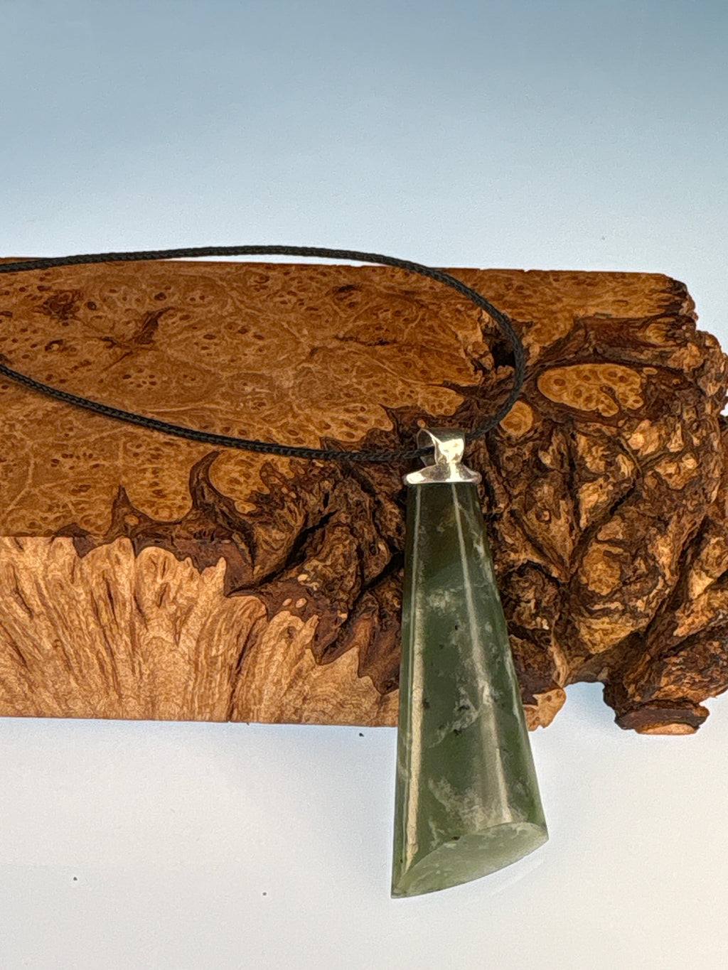 Washington Jade Pendant (Green Ombre) on Custom Sterling Silver Bail