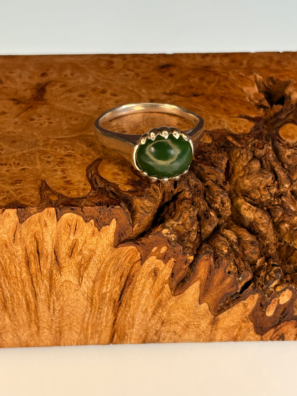 Polar Jade Sterling Silver Ring Size 11
