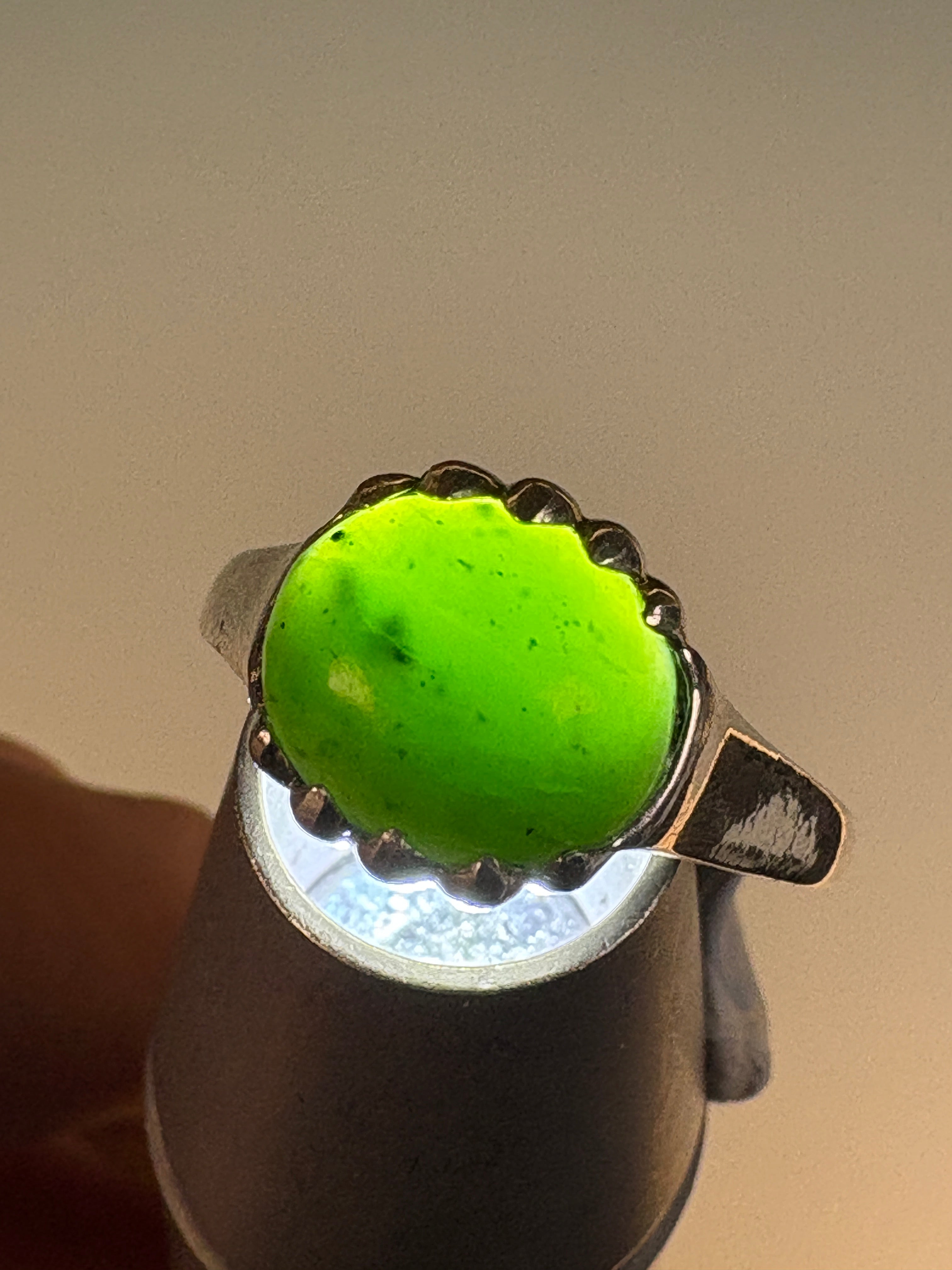 Polar Jade Sterling Silver Ring Size 11