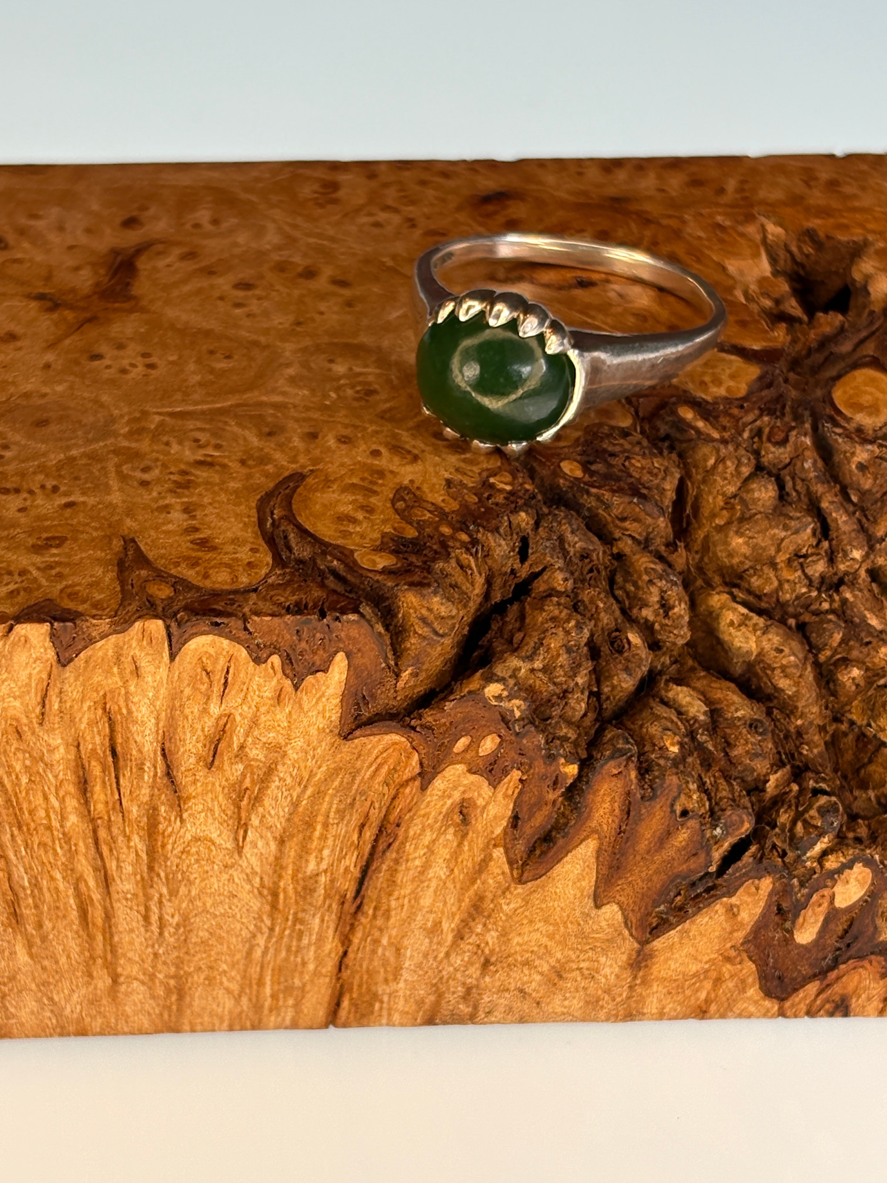 Polar Jade Sterling Silver Ring Size 11